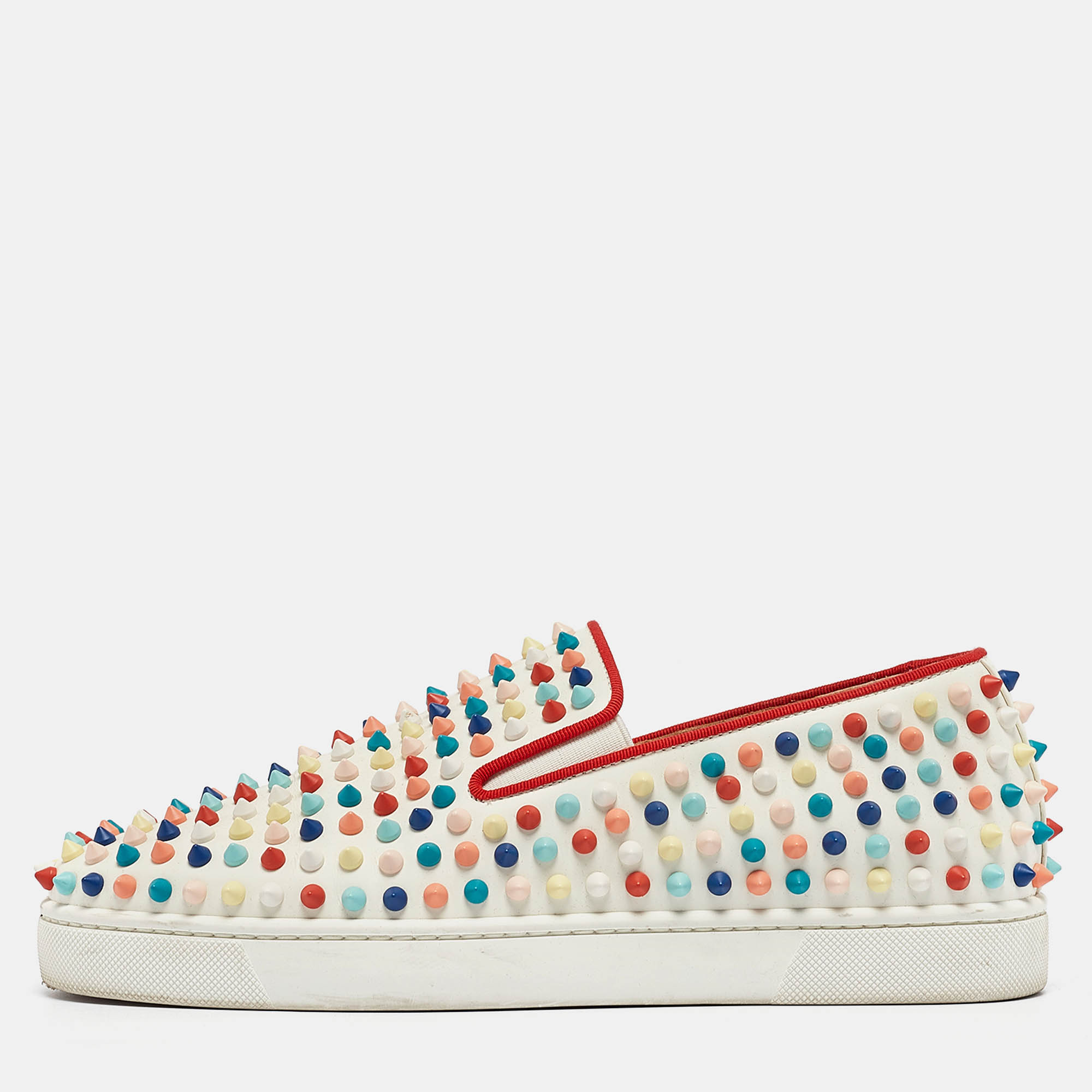 Pre-owned Christian Louboutin Multicolor Leather Roller Boat Sneakers Size 40