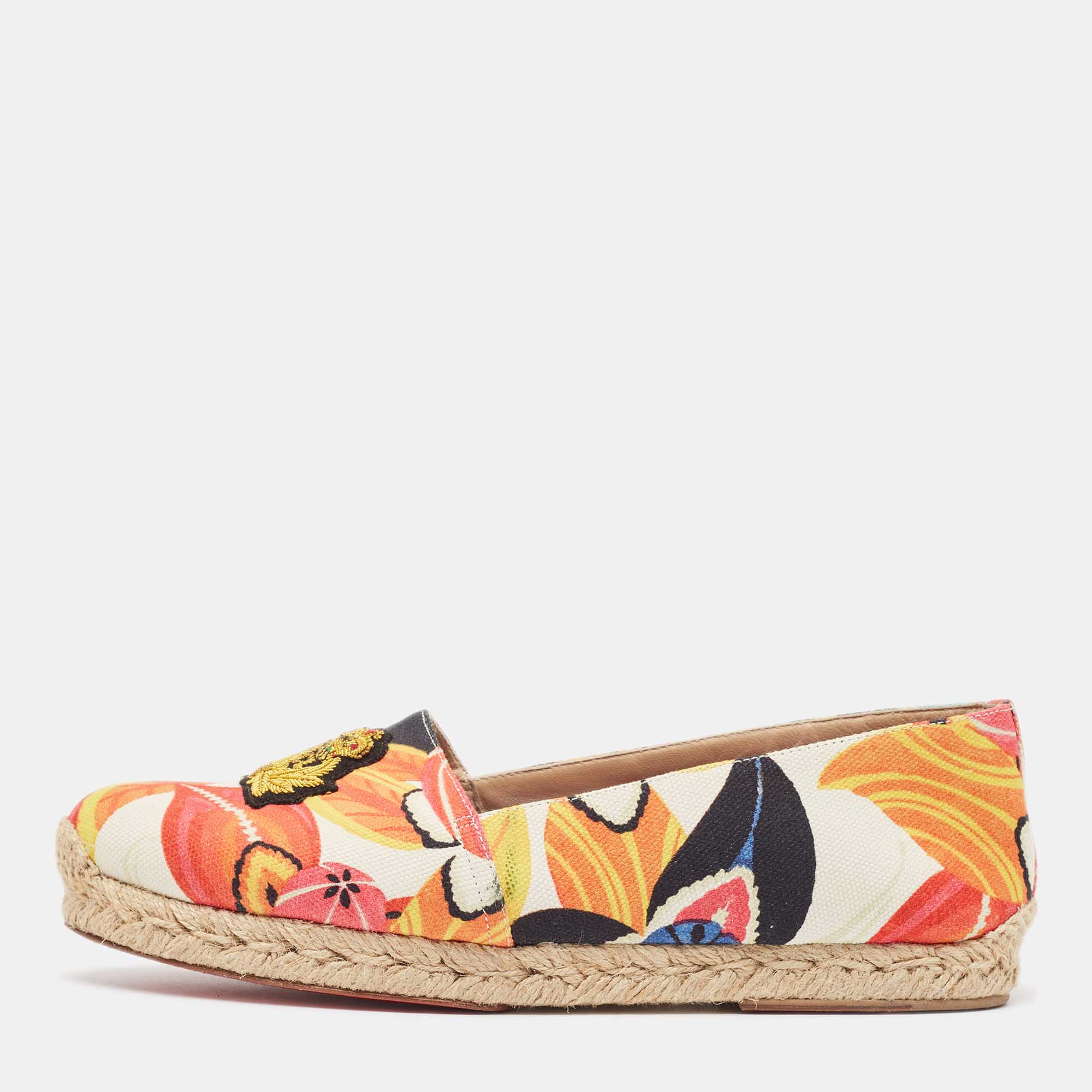 

Christian Louboutin Multicolor Printed Canvas Espadrille Loafers Size