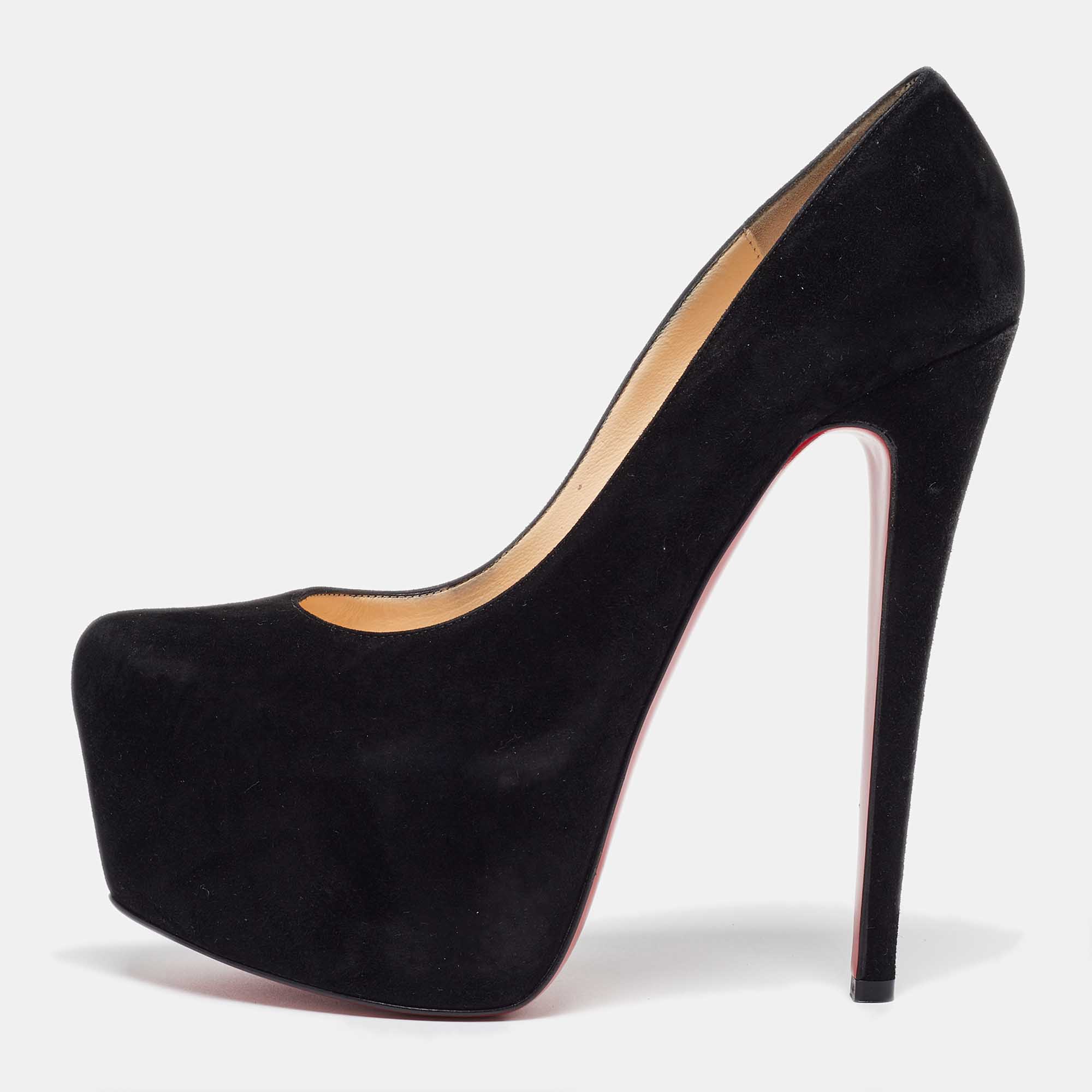 Pre-owned Christian Louboutin Black Suede Daffodile Pumps Size 38.5