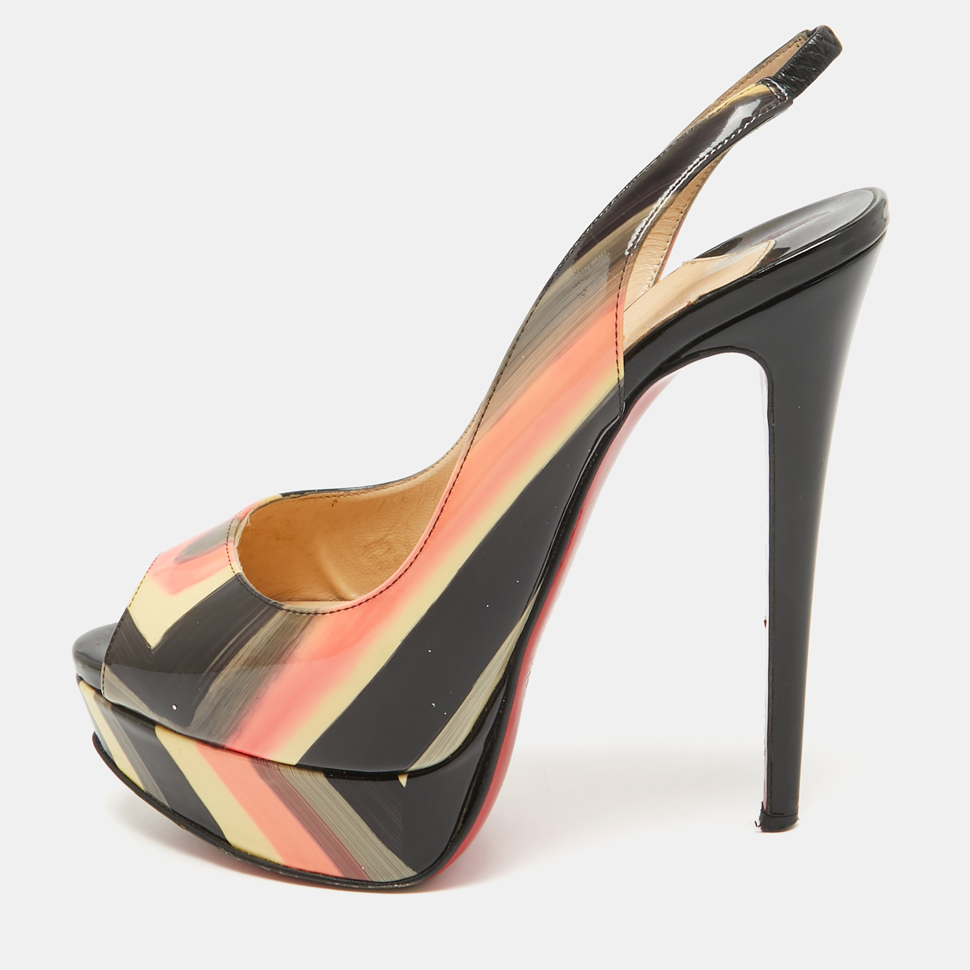 

Christian Louboutin Multicolor Lady Peep Sling Pumps Size