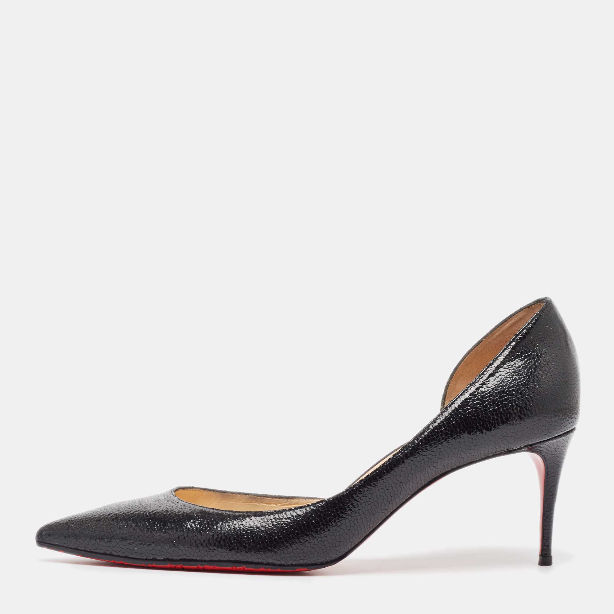 Pre-owned Christian Louboutin Black Patent Leather Iriza Pumps Size 41