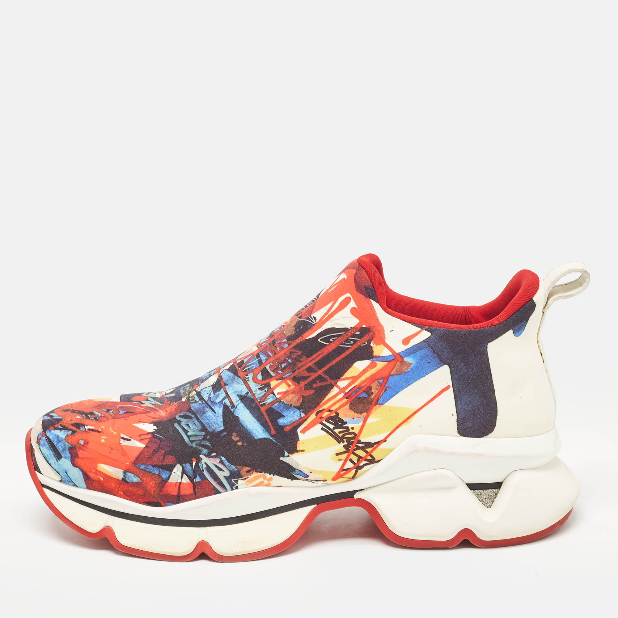 

Christian Louboutin Multicolor Print Neoprene Space Run Sneakers Size