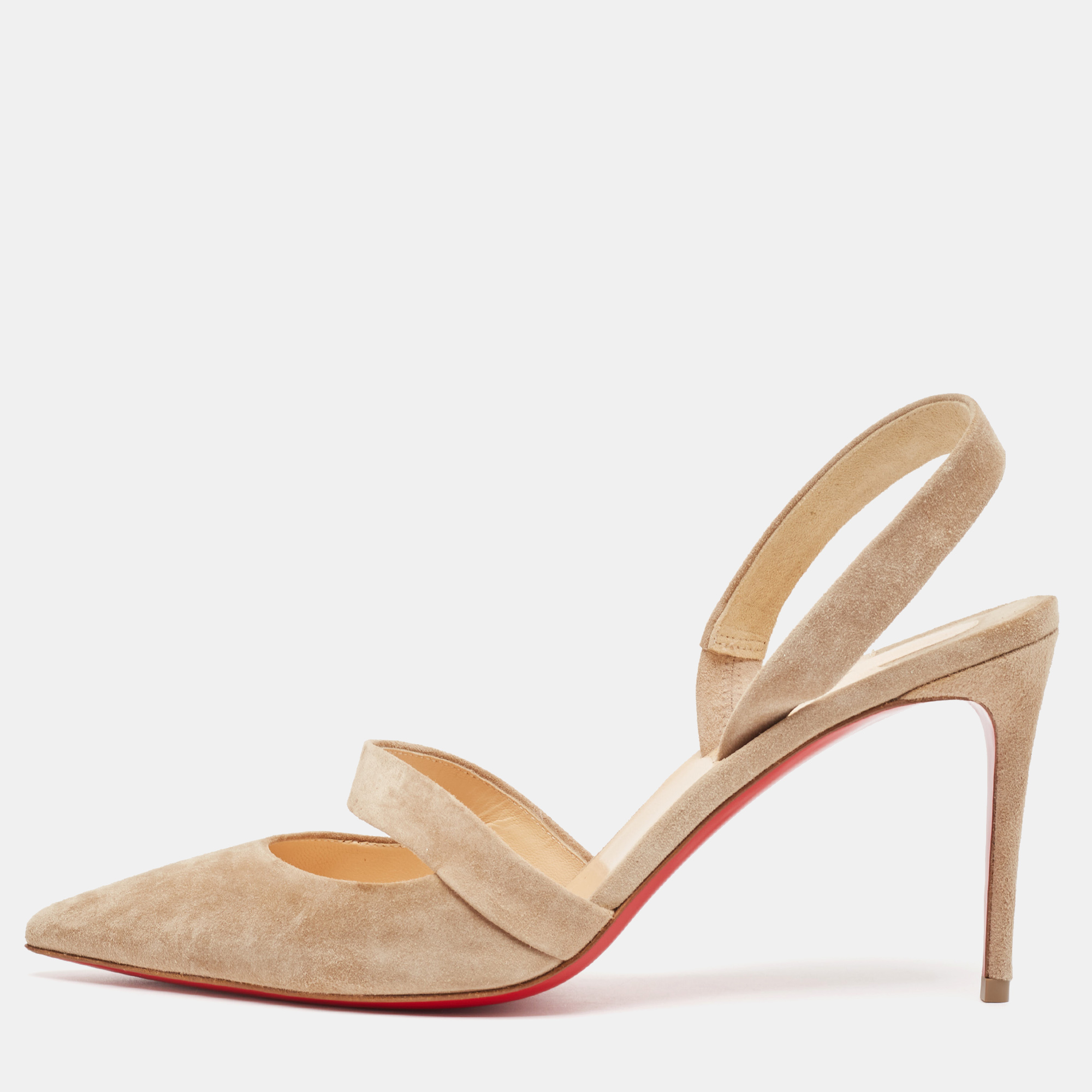 

Christian Louboutin Beige Suede Actina Slingback Pumps Size