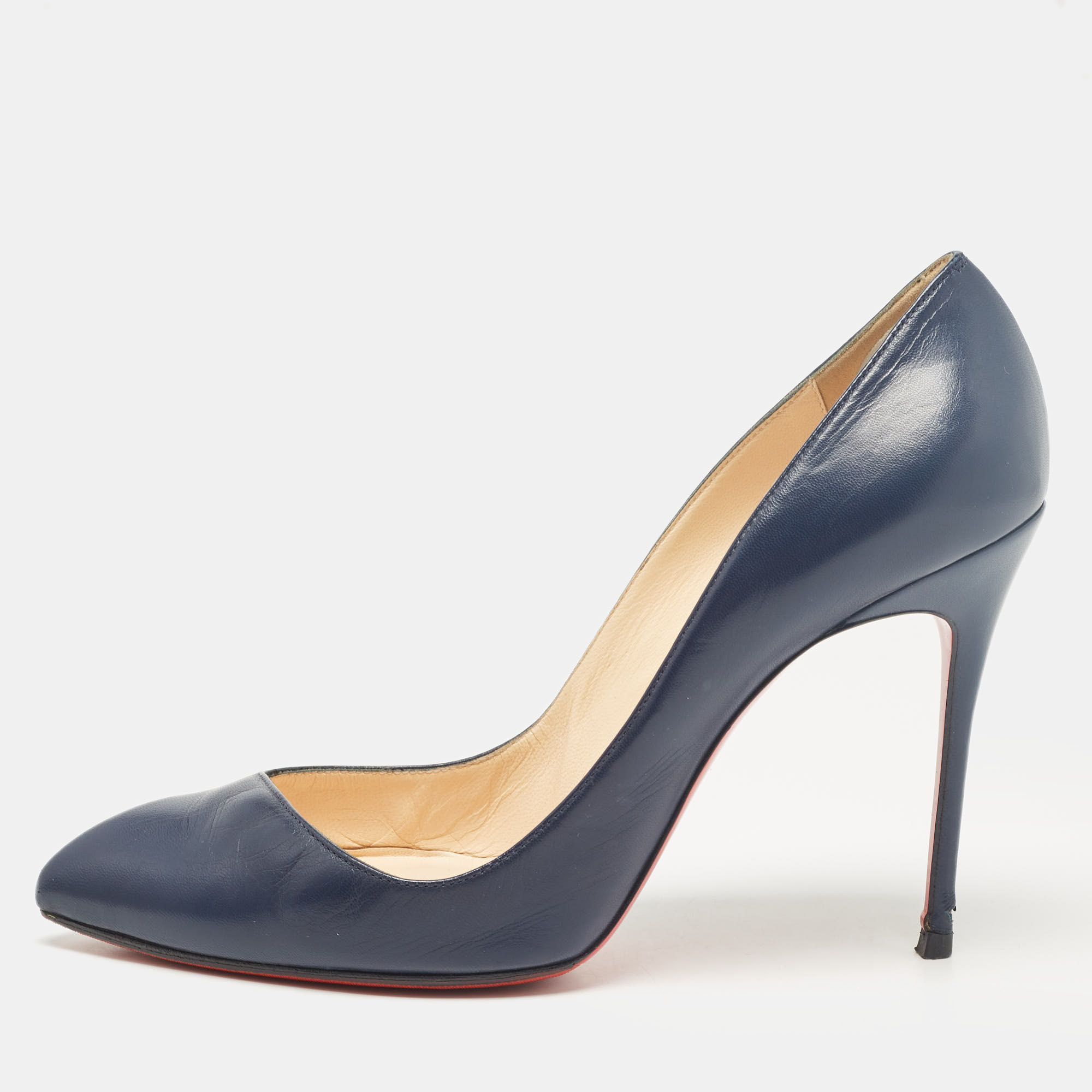 

Christian Louboutin Navy Blue Leather Corneille Pumps Size