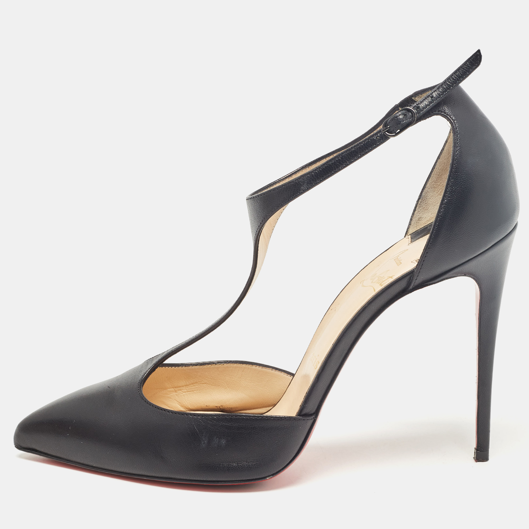 

Christian Louboutin Black Leather J String Pumps Size