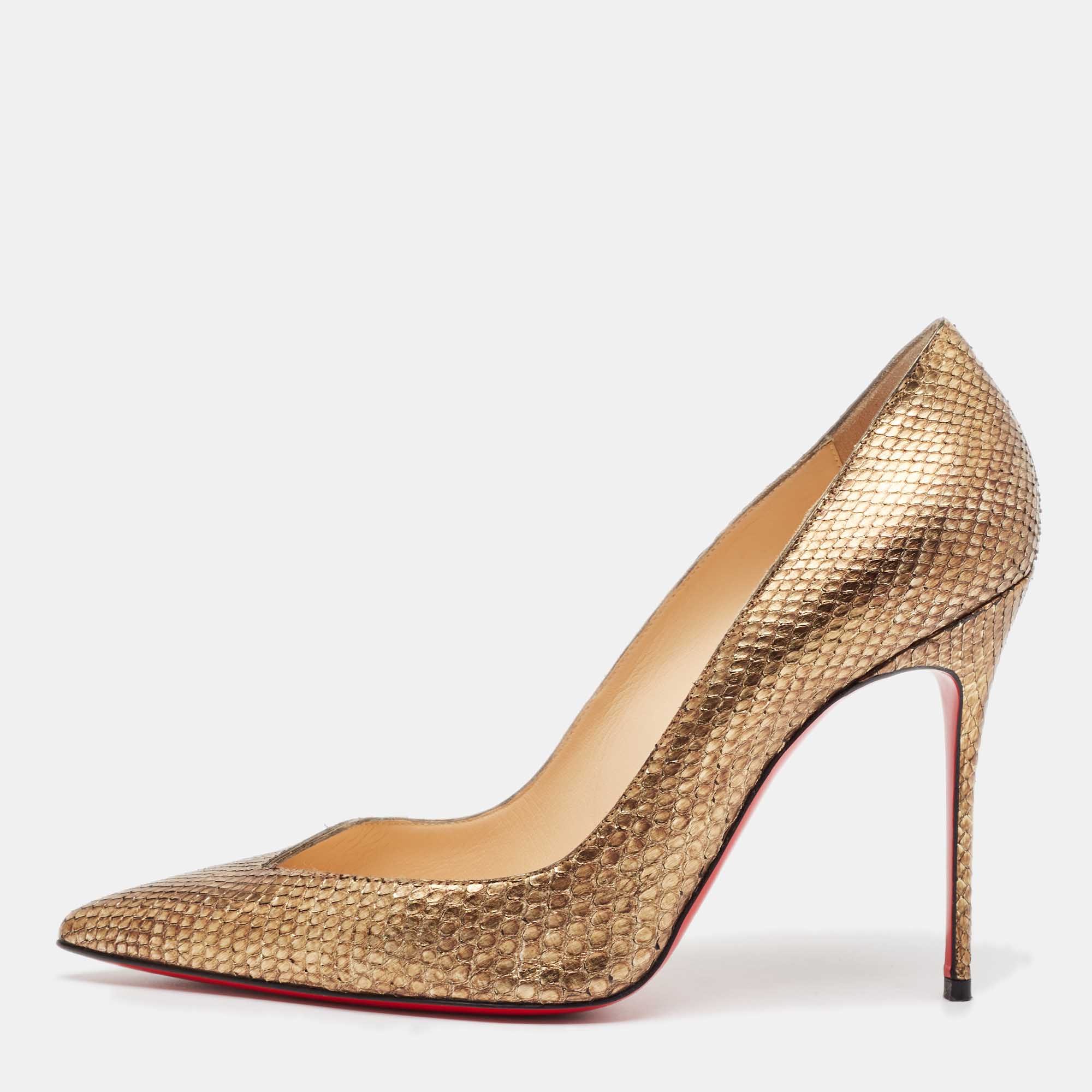 

Christian Louboutin Gold Snakeskin Completa Pumps