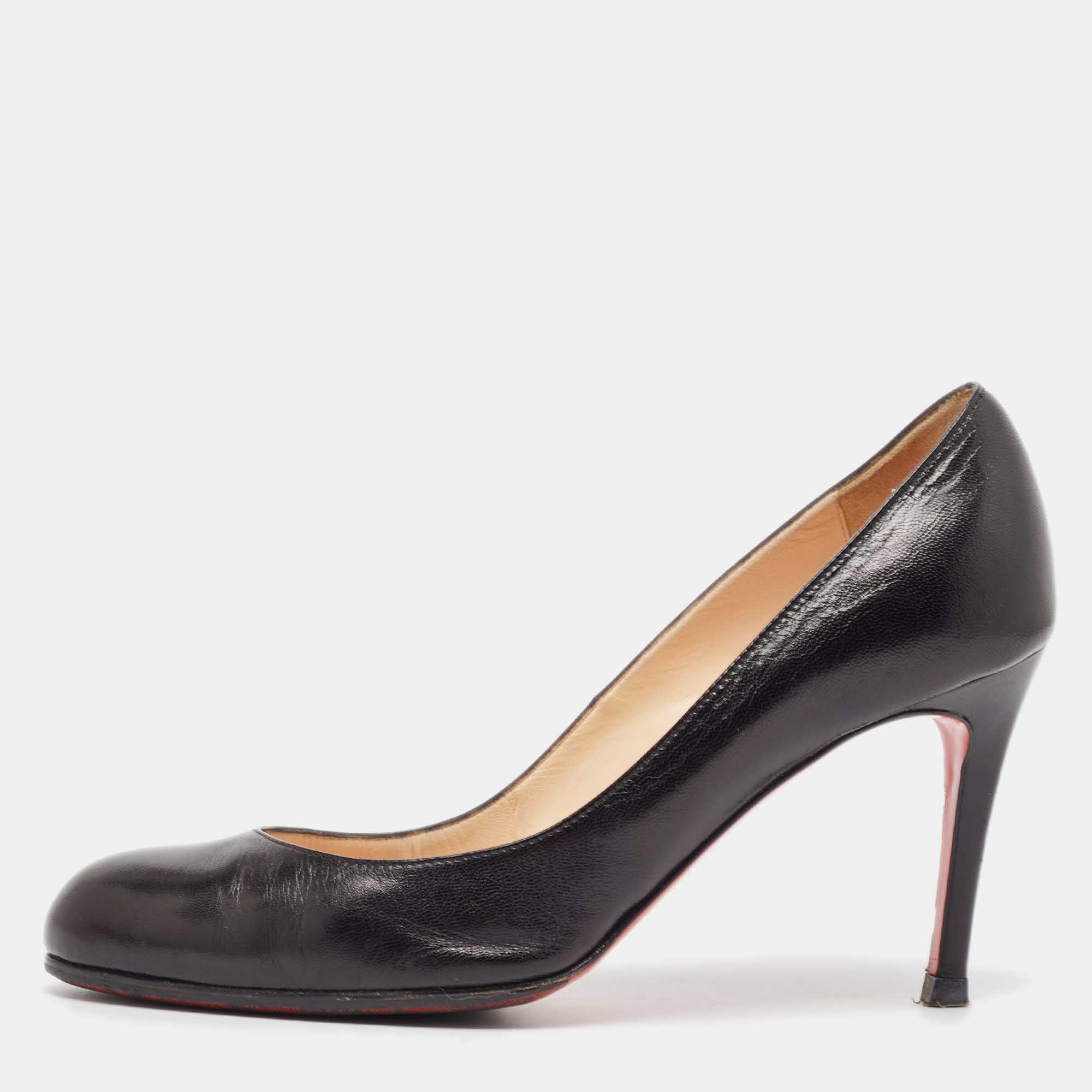 

Christian Louboutin Black Leather Simple Pumps Size