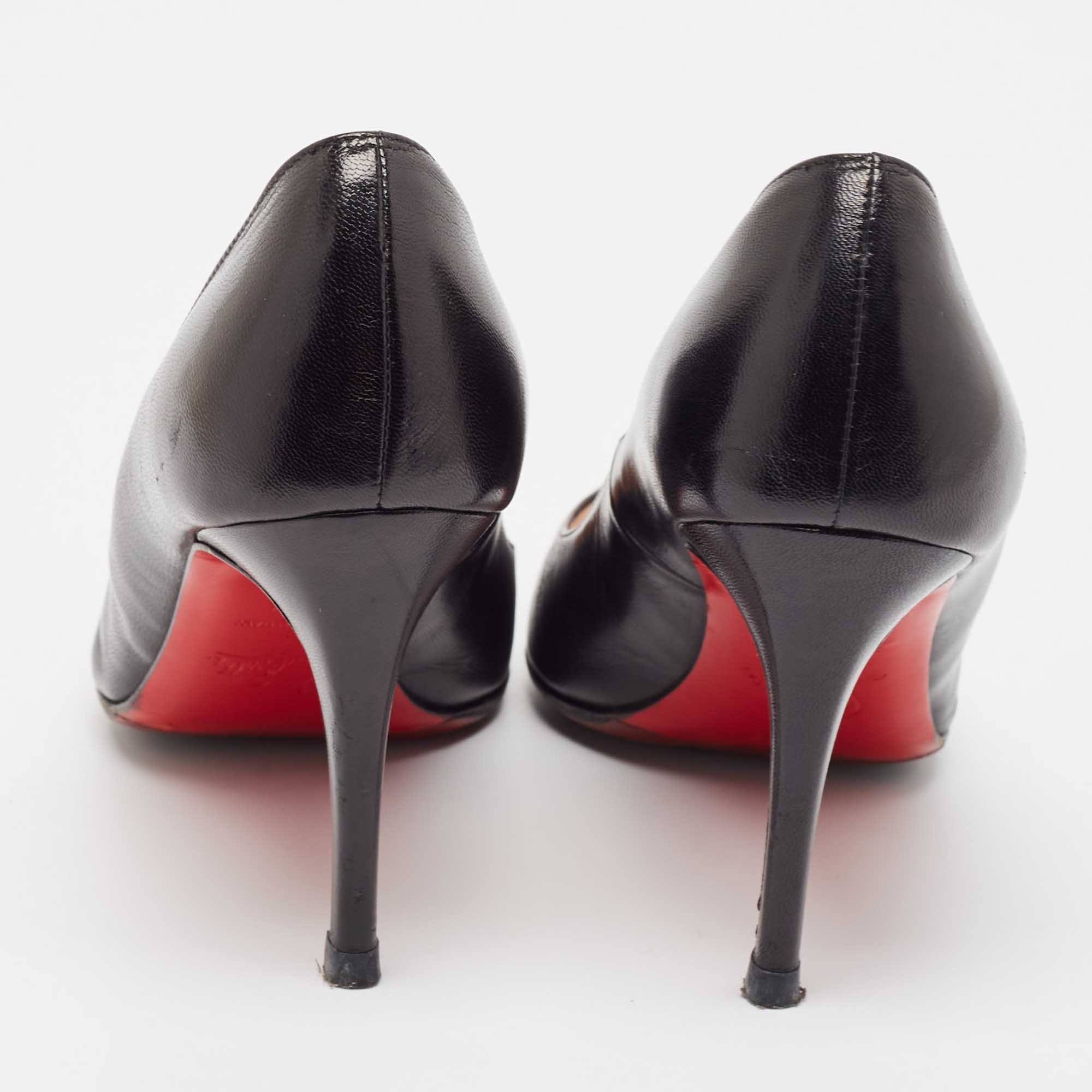 Christian Louboutin Black Leather Simple Pumps Size 37.5 
