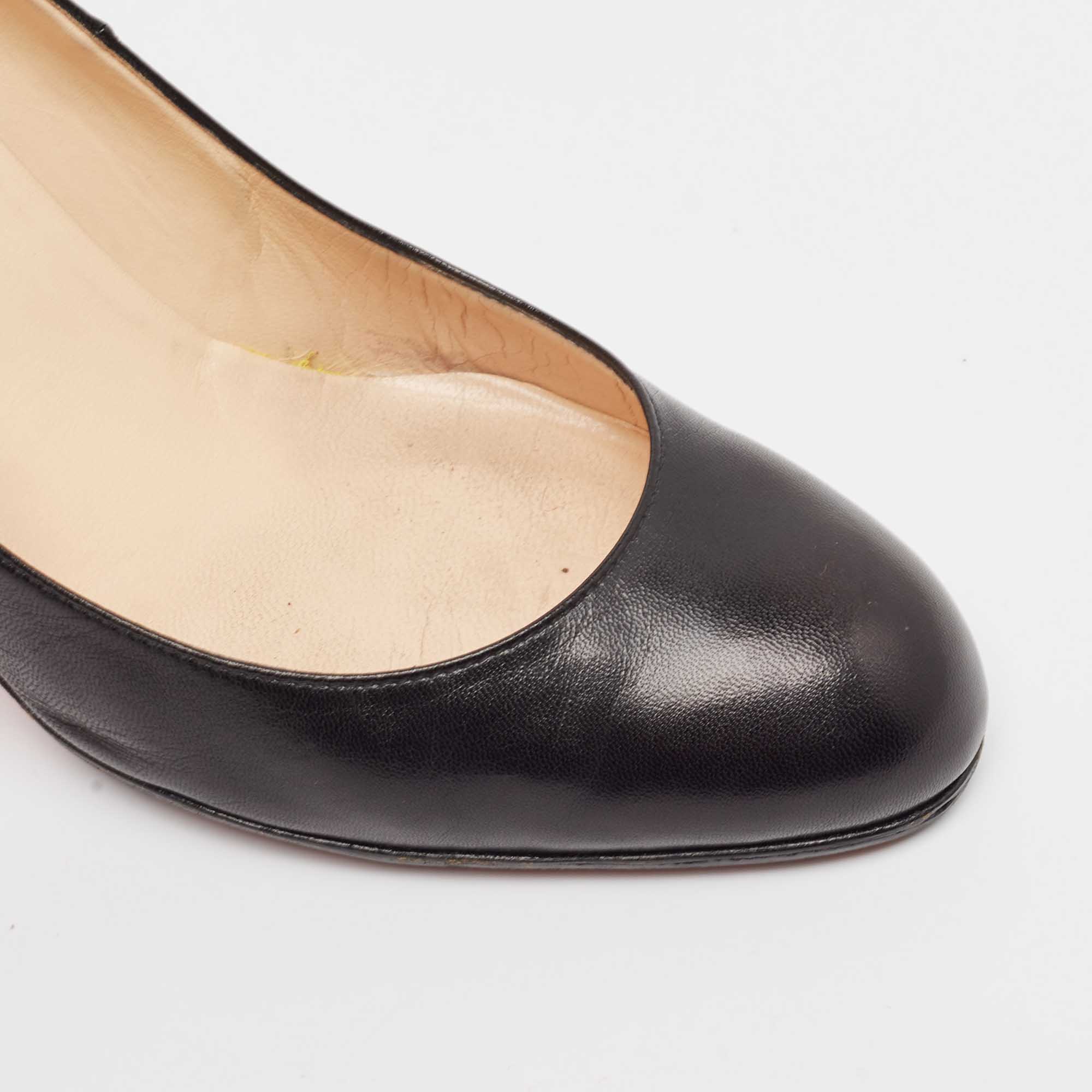 Christian Louboutin Black Leather Simple Pumps Size 37.5 