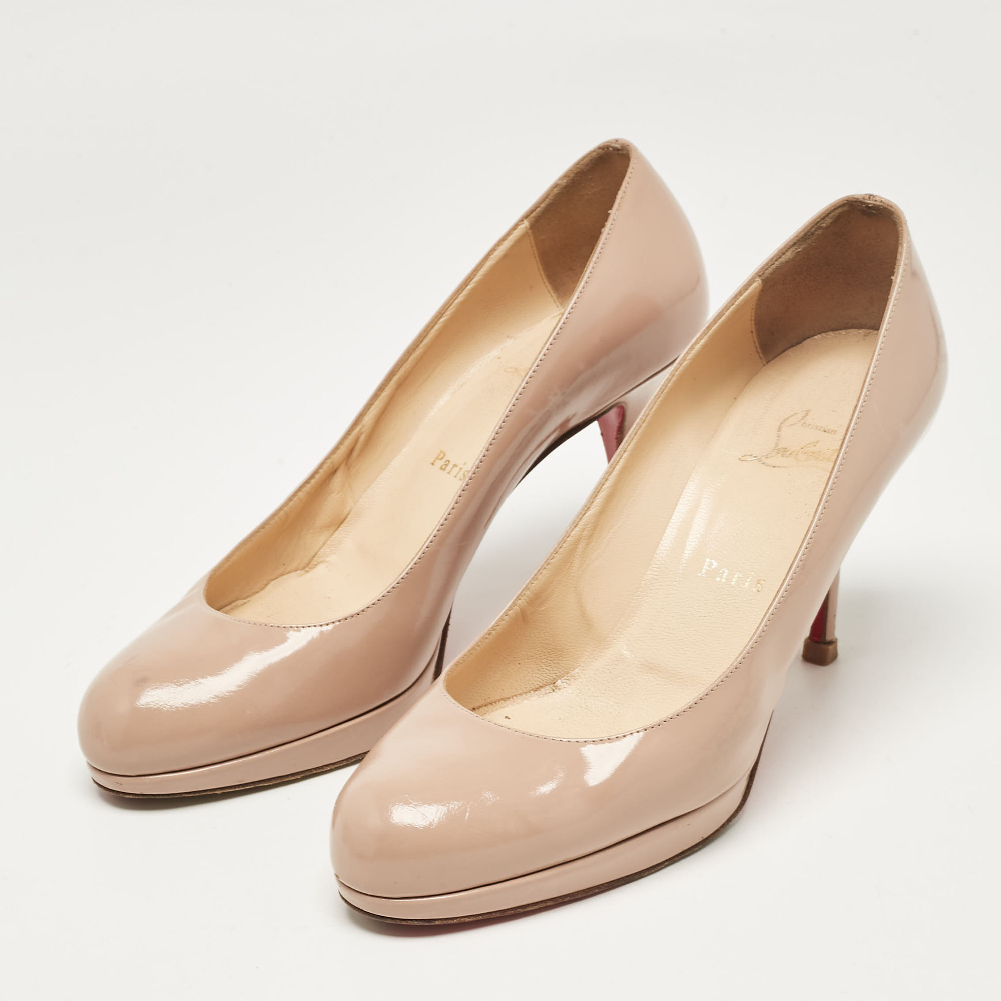 Christian Louboutin Beige Patent New Simple Pumps Size 39 