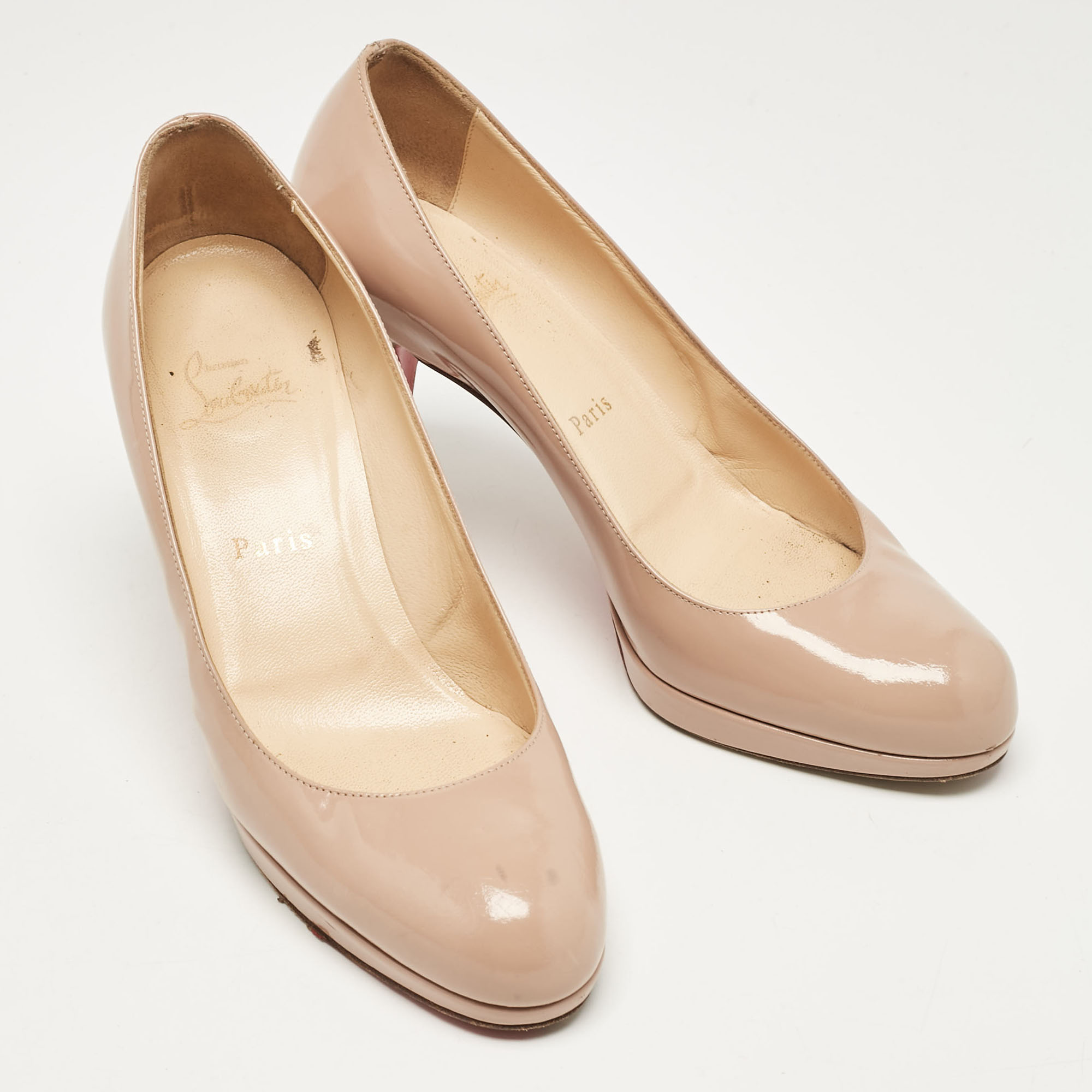 Christian Louboutin Beige Patent New Simple Pumps Size 39 