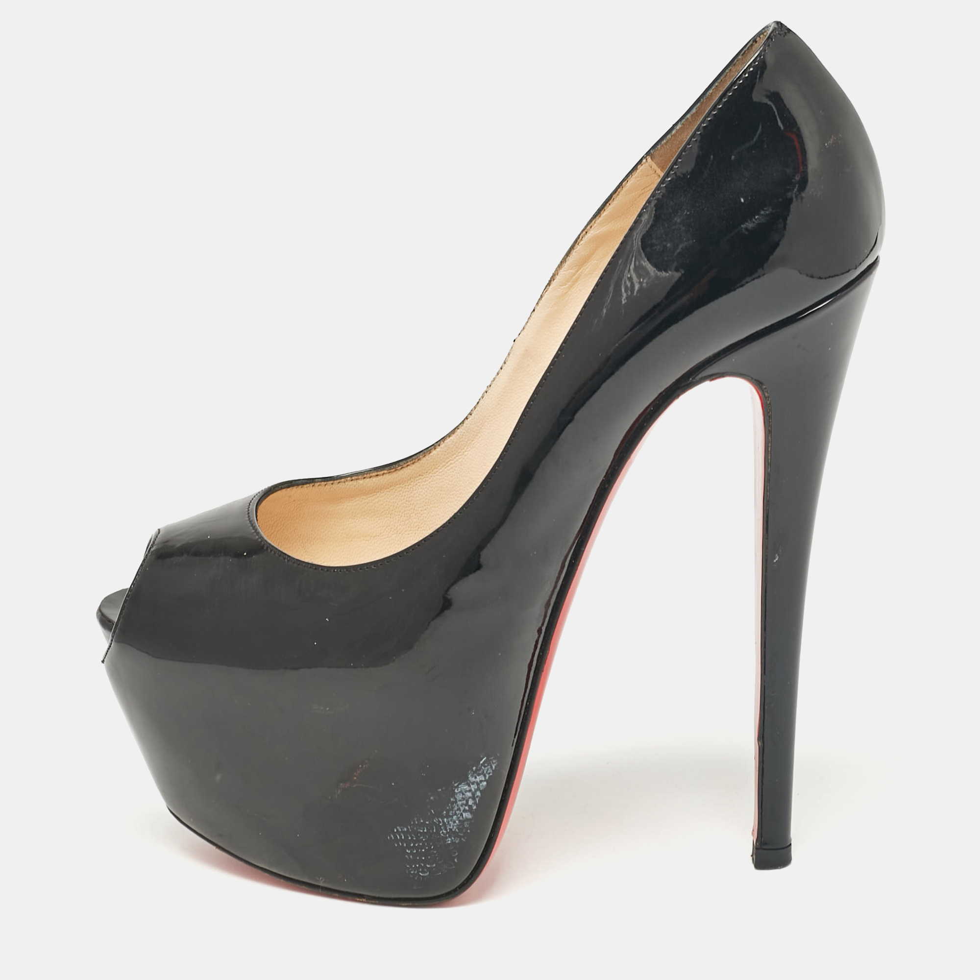 

Christian Louboutin Black Patent Leather Highness Platform Pumps Size