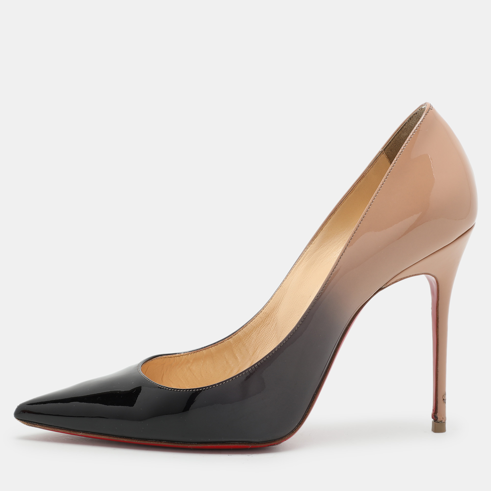 

Christian Louboutin Black/Beige Patent Leather Pigalle Pumps Size