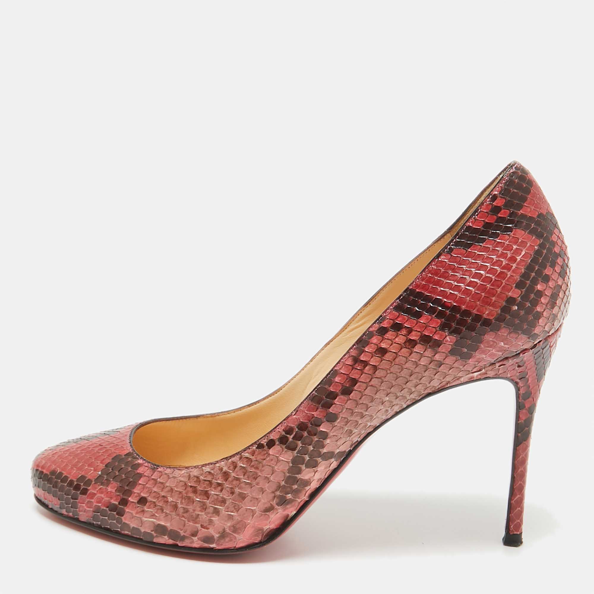 

Christian Louboutin Pink/Brown Python Elisa Pumps Size