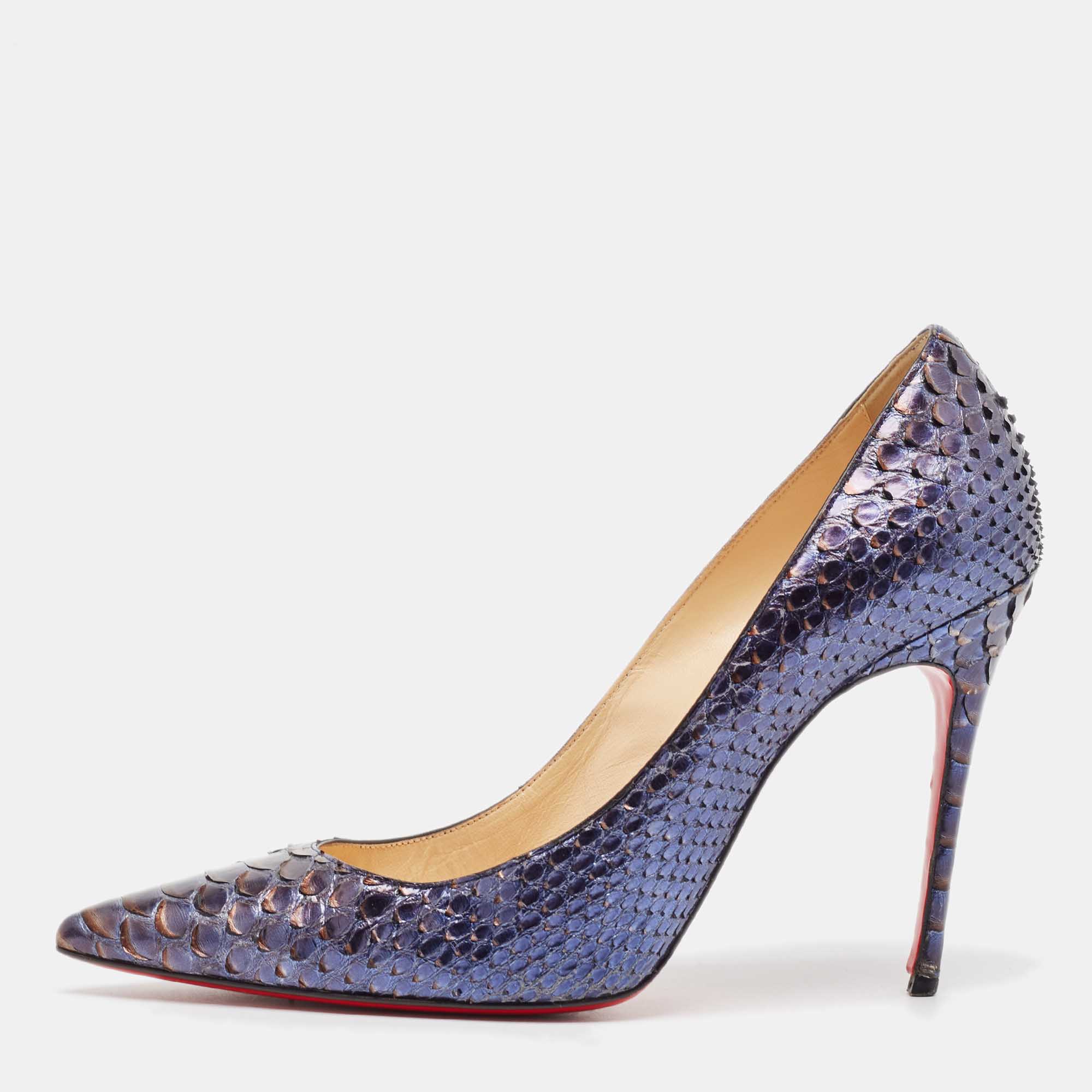 

Christian Louboutin Metallic Blue Python Kate Pumps Size