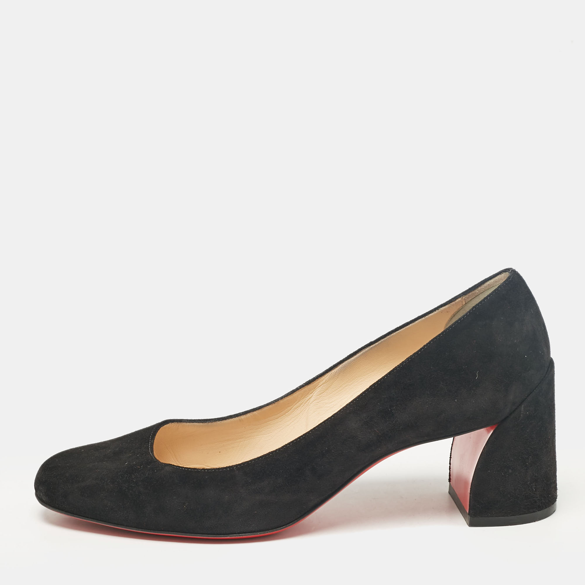 

Christian Louboutin Black Suede Block Heel Pumps Size