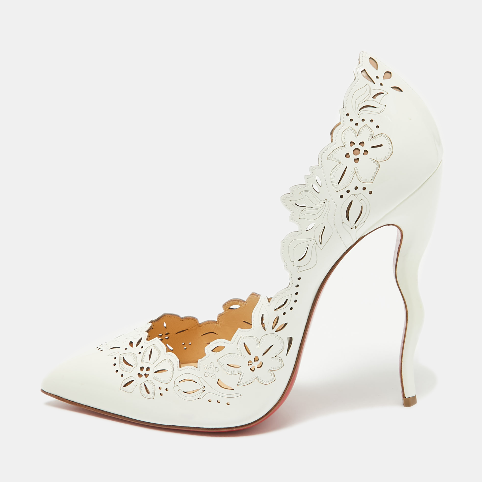 

Christian Louboutin White Patent Leather D'orsay Pumps Size