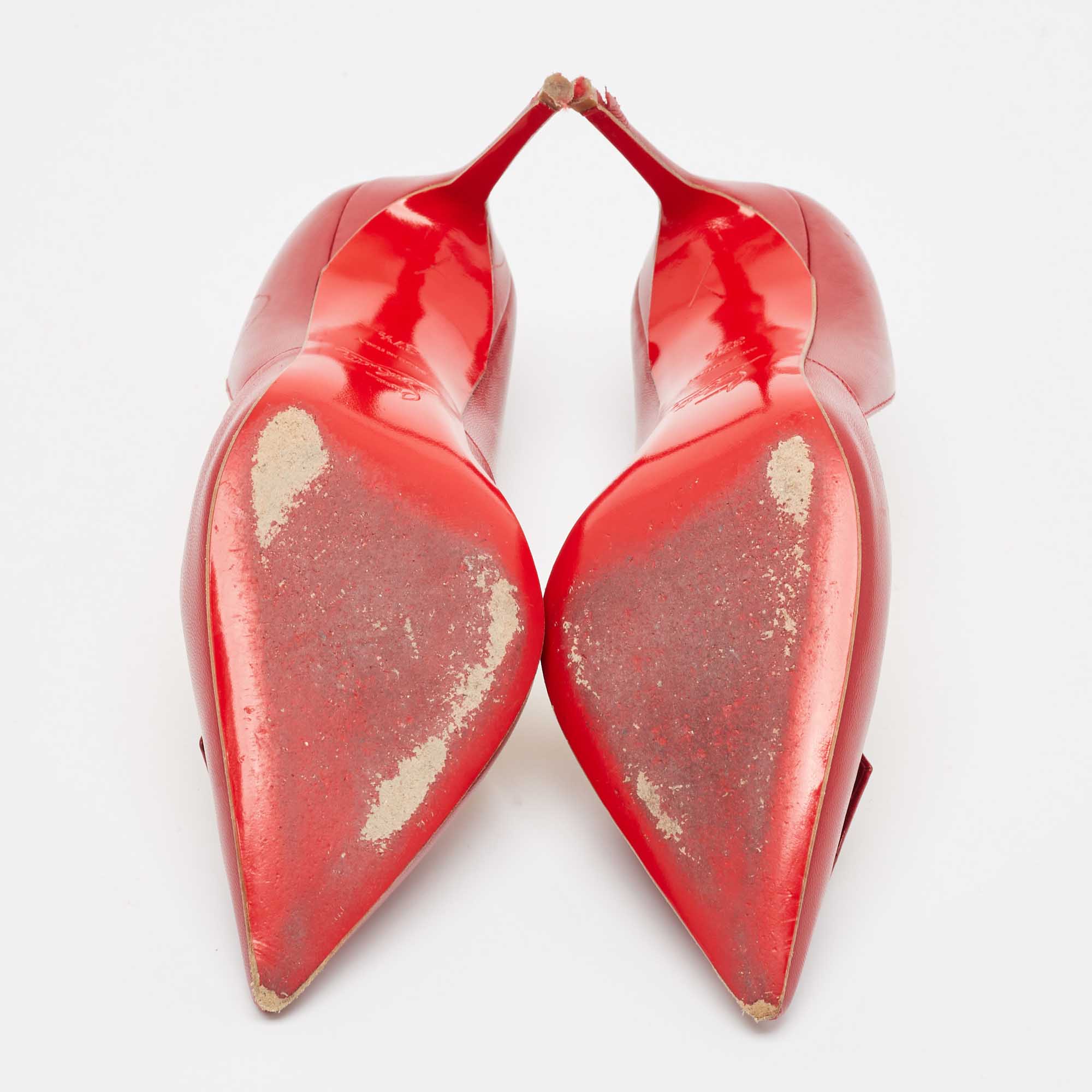 Christian Louboutin Red Leather Pointed Toe Pumps Size 37.5 