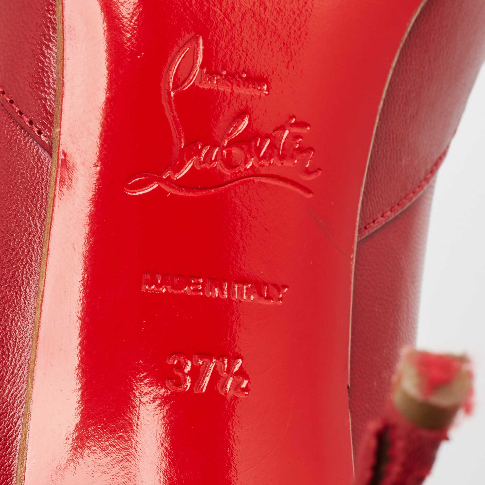 Christian Louboutin Red Leather Pointed Toe Pumps Size 37.5 