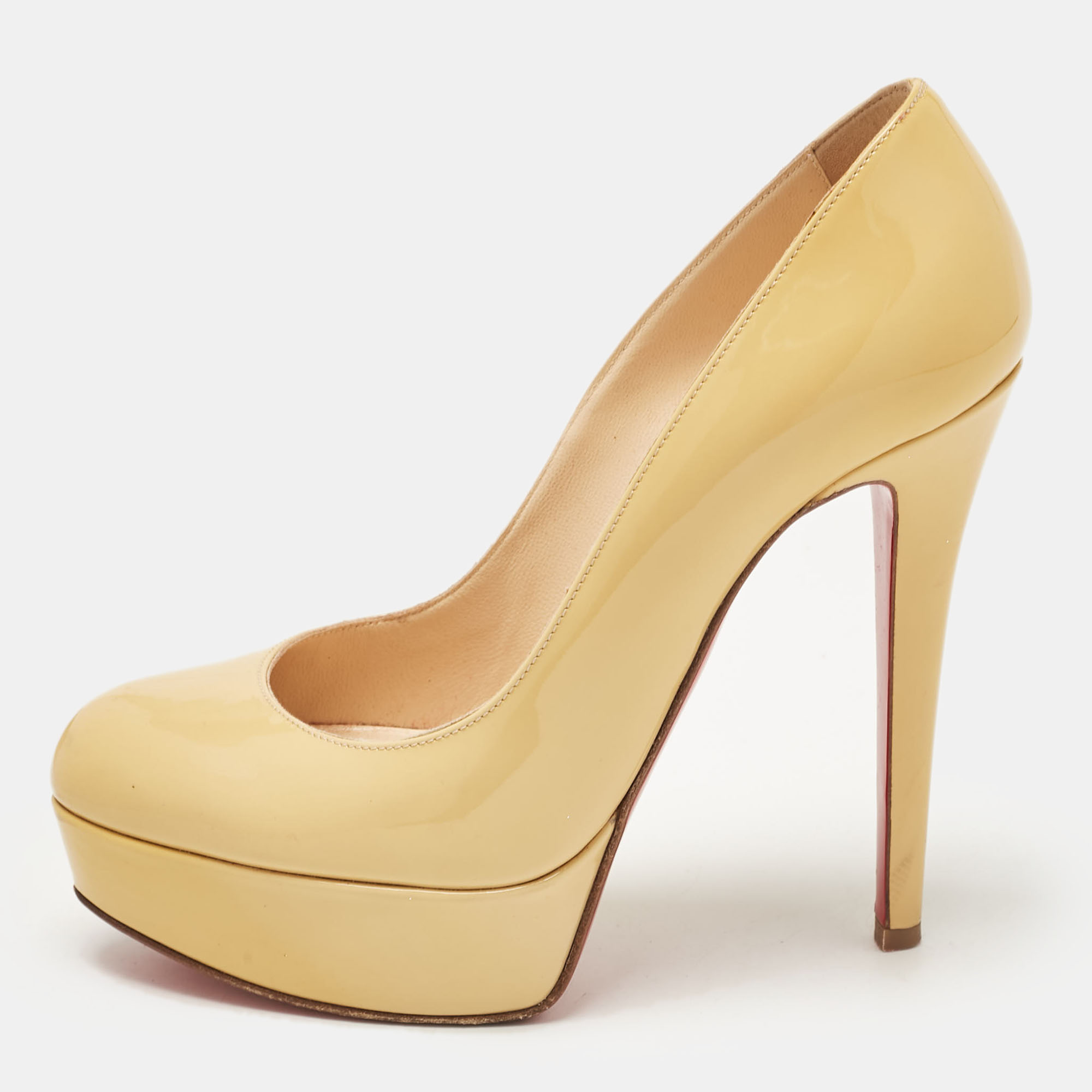 

Christian Louboutin Beige Patent Leather Bianca Platform Pumps Size