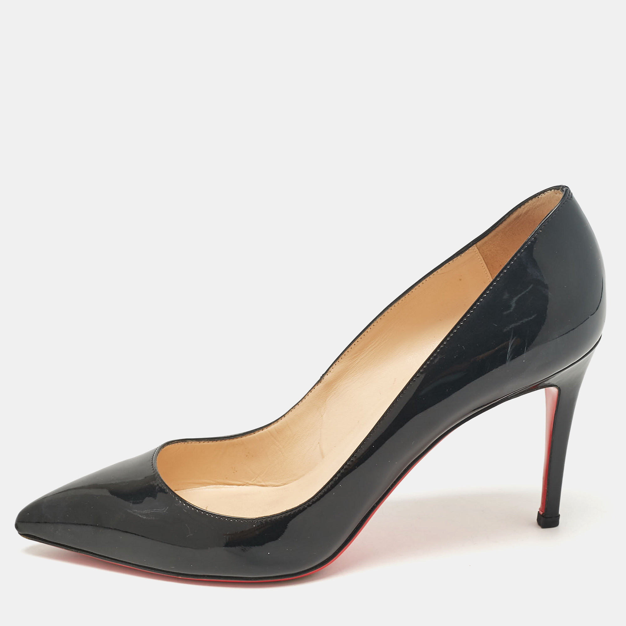 Pre-owned Christian Louboutin Black Patent Leather Pigalle Pumps Size 39.5