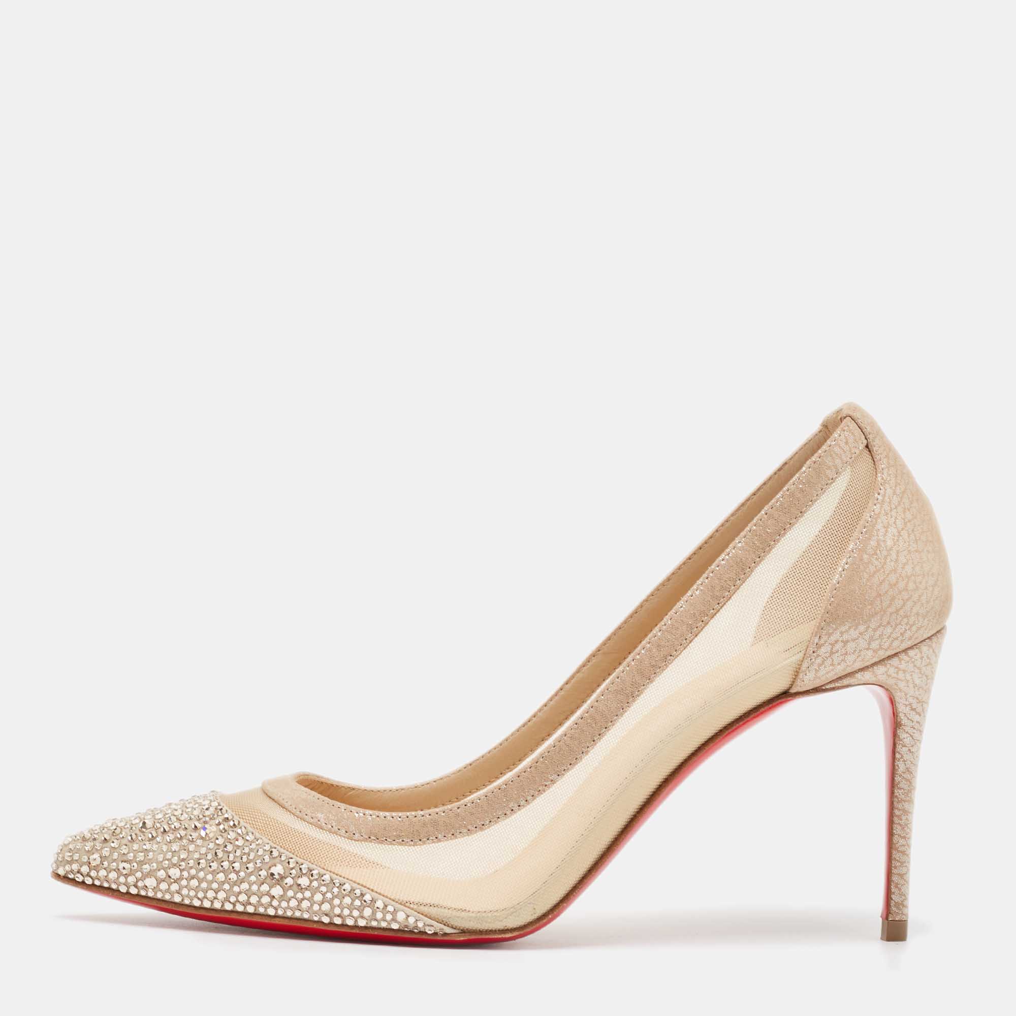 

Christian Louboutin Beige Leather and Mesh Pumps Size