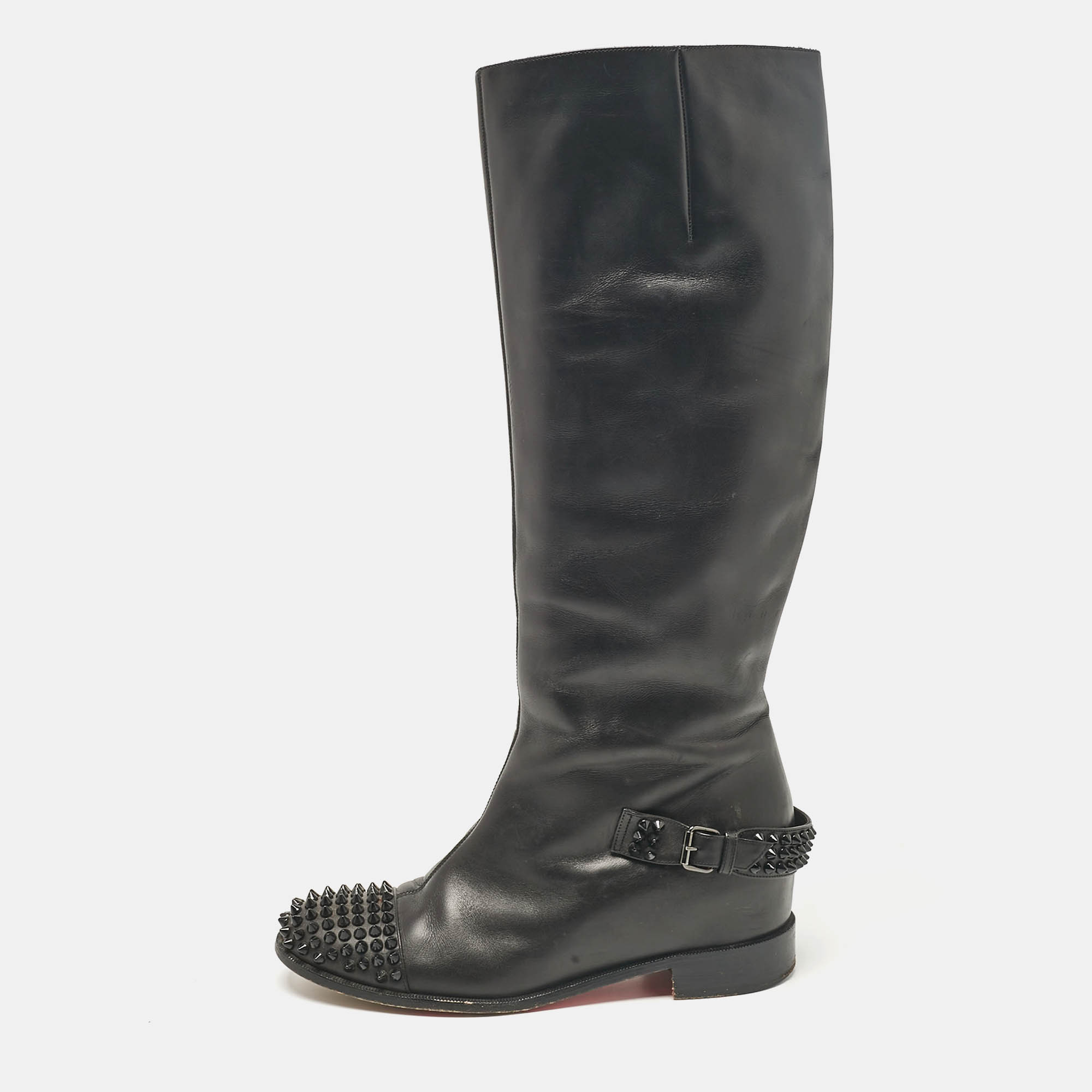 

Christian Louboutin Black Leather Egoutina Knee Length Boots Size