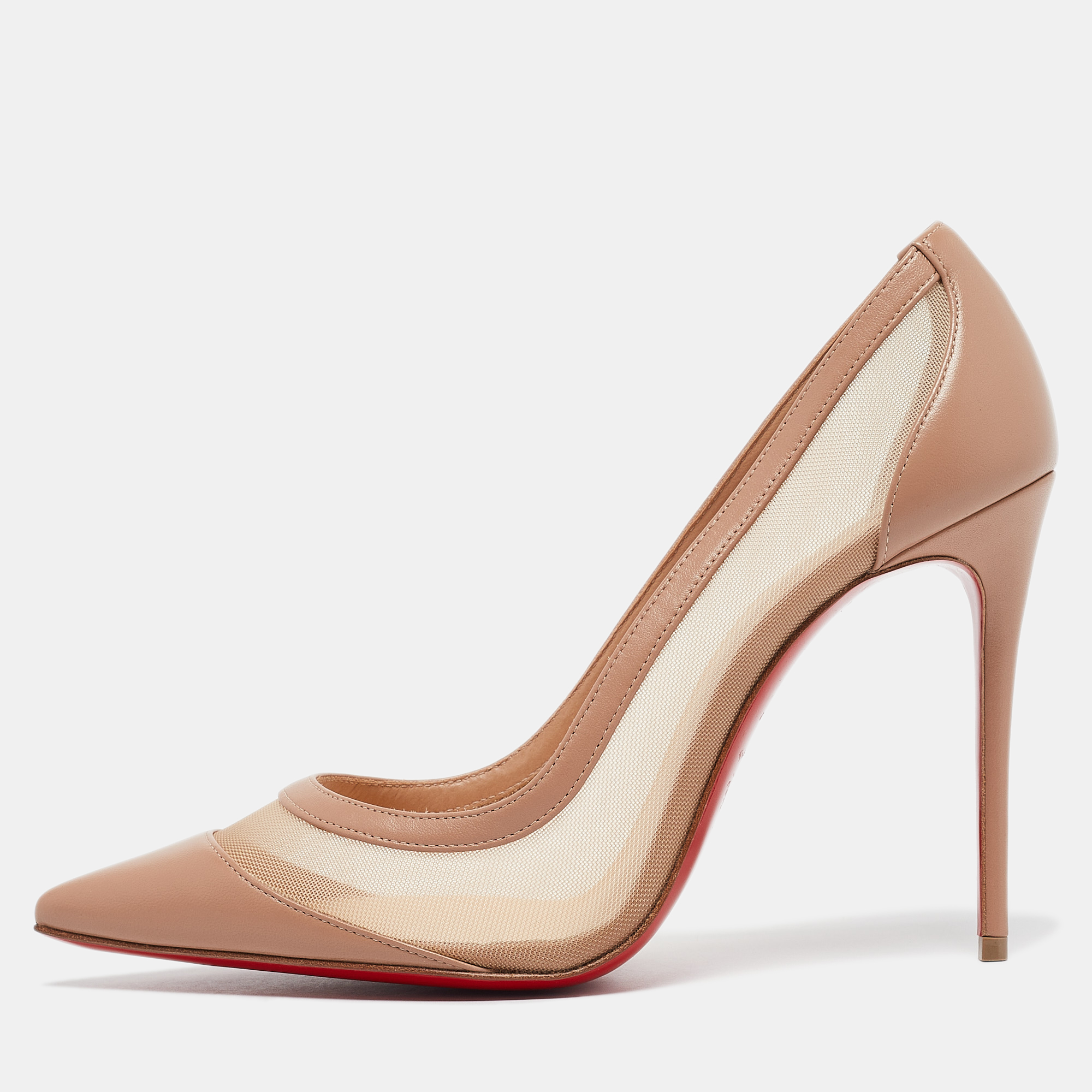 

Christian Louboutin Beige Mesh and Leather Pointed Toe Pumps Size