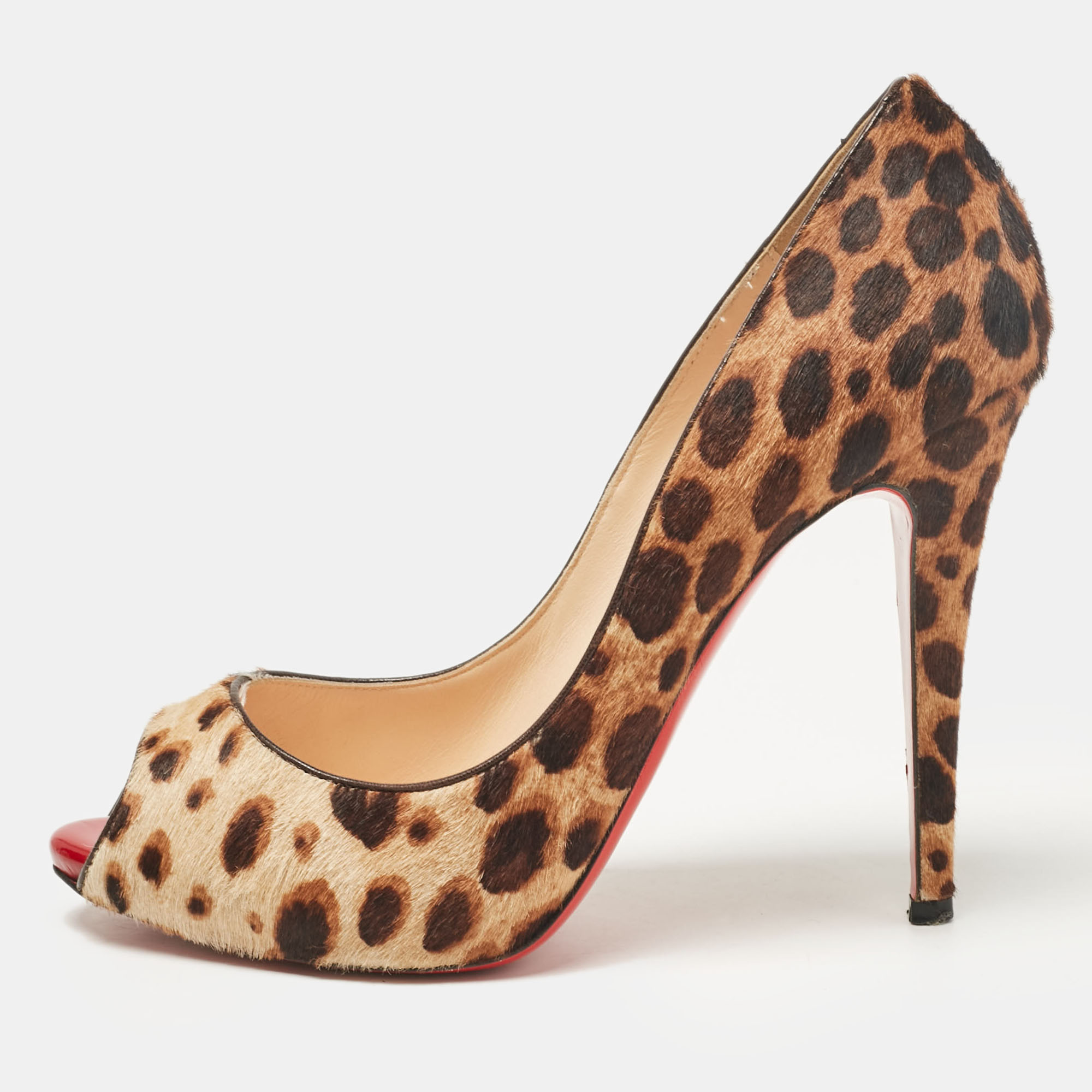 

Christian Louboutin Brown/Beige Leopard Print Calf Hair Flo Pumps Size