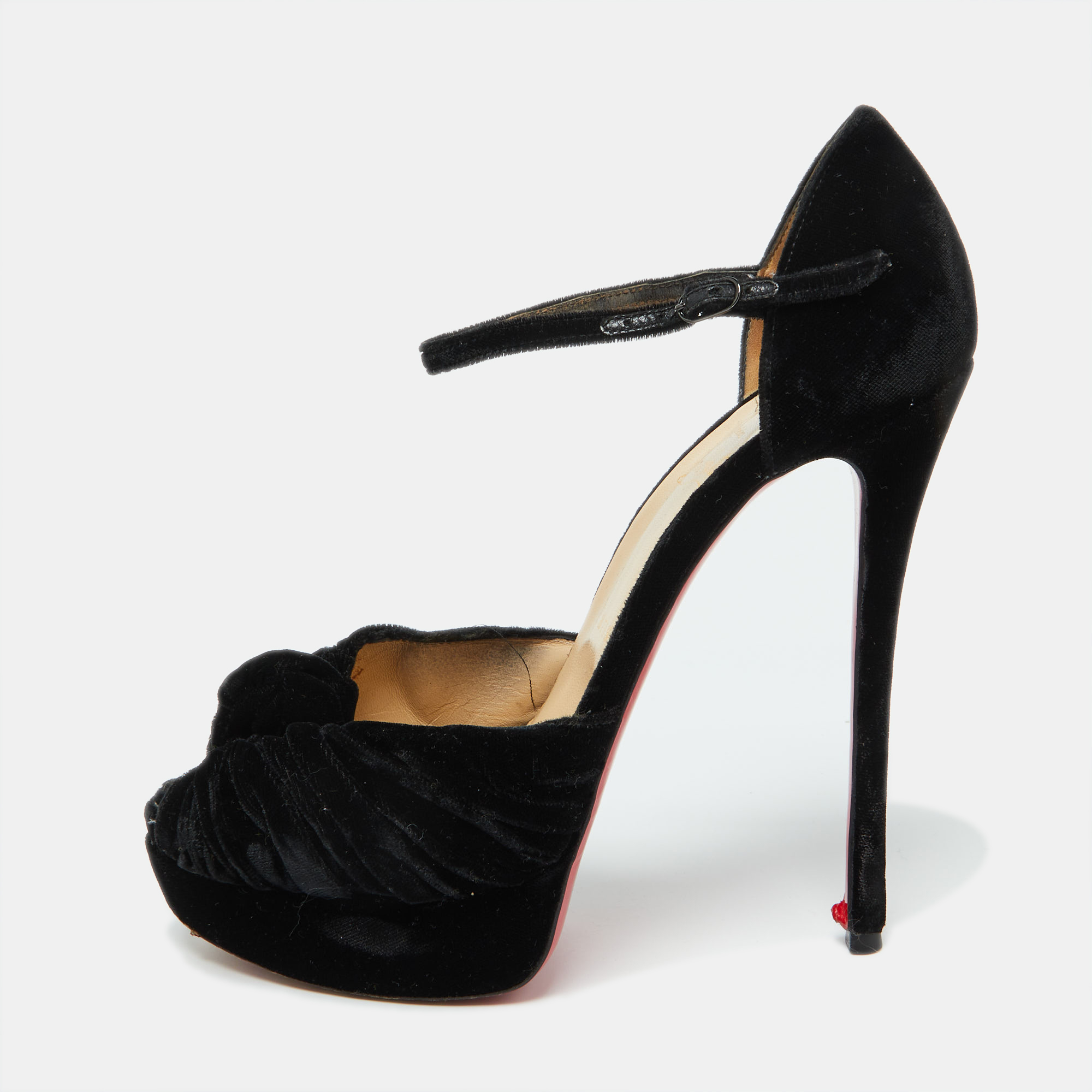 

Christian Louboutin Black Velvet Marchavekel Platform Sandals Size