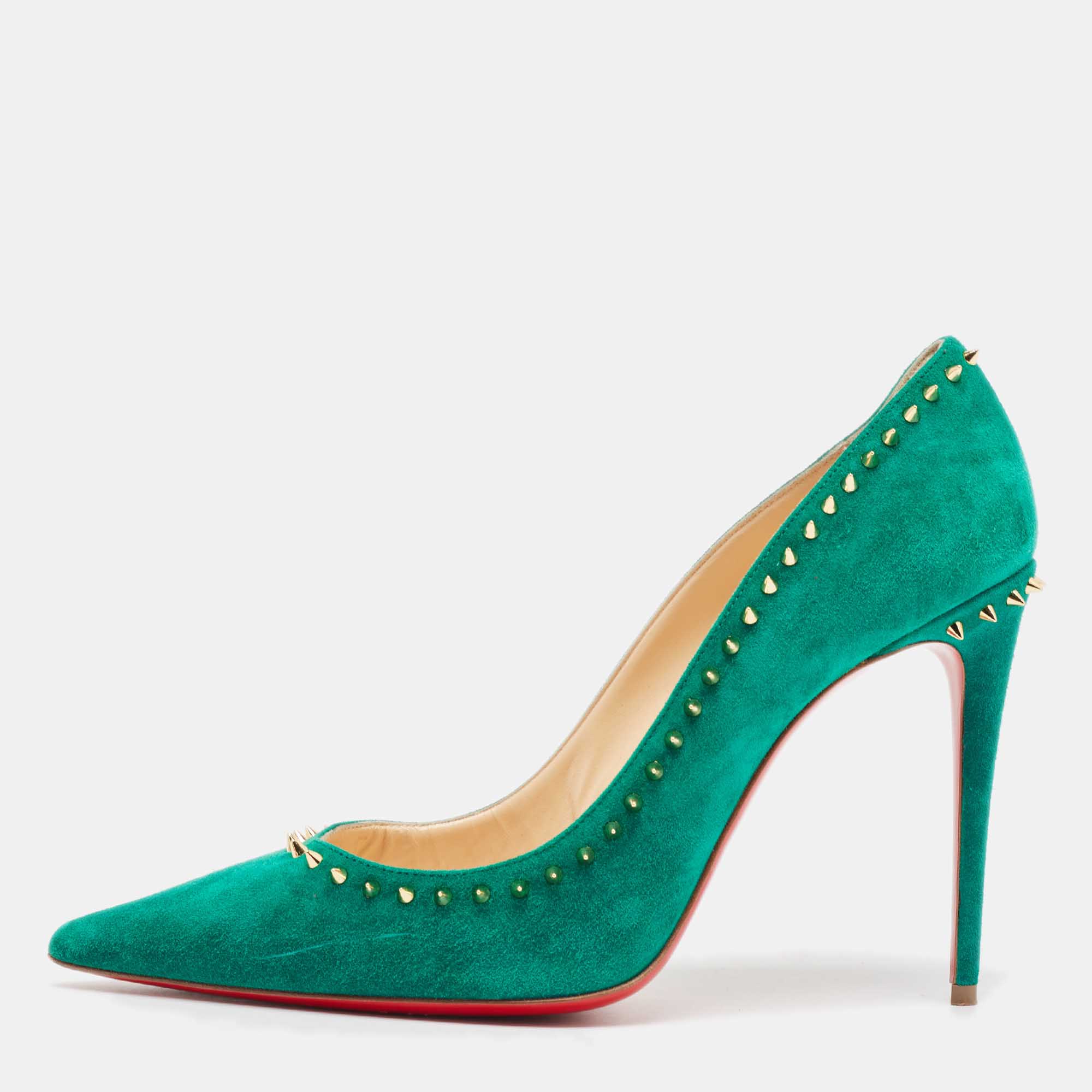 

Christian Louboutin Green Suede Anjalina Pumps Size