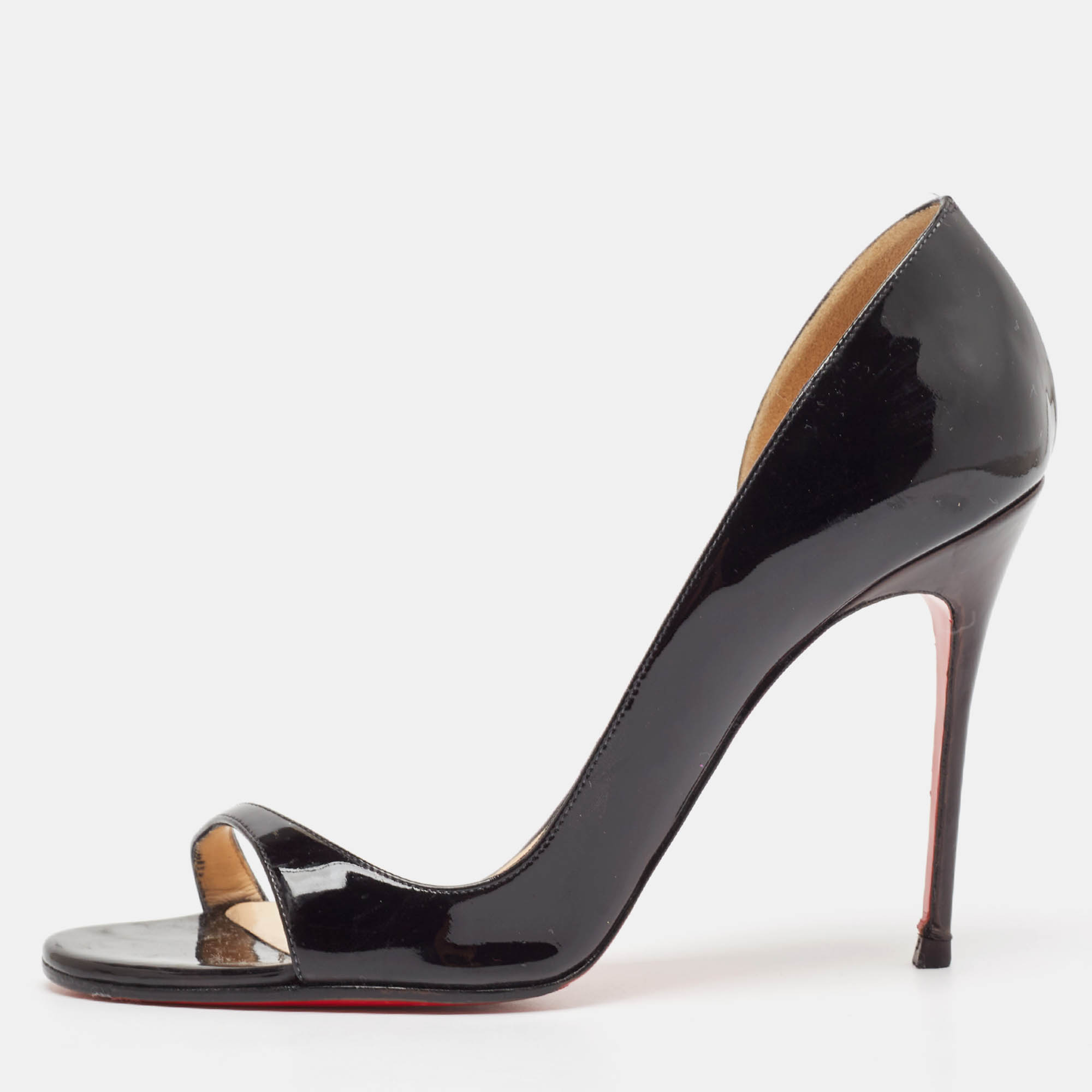 Pre-owned Christian Louboutin Black Patent Leather Toboggan Pumps Size 40