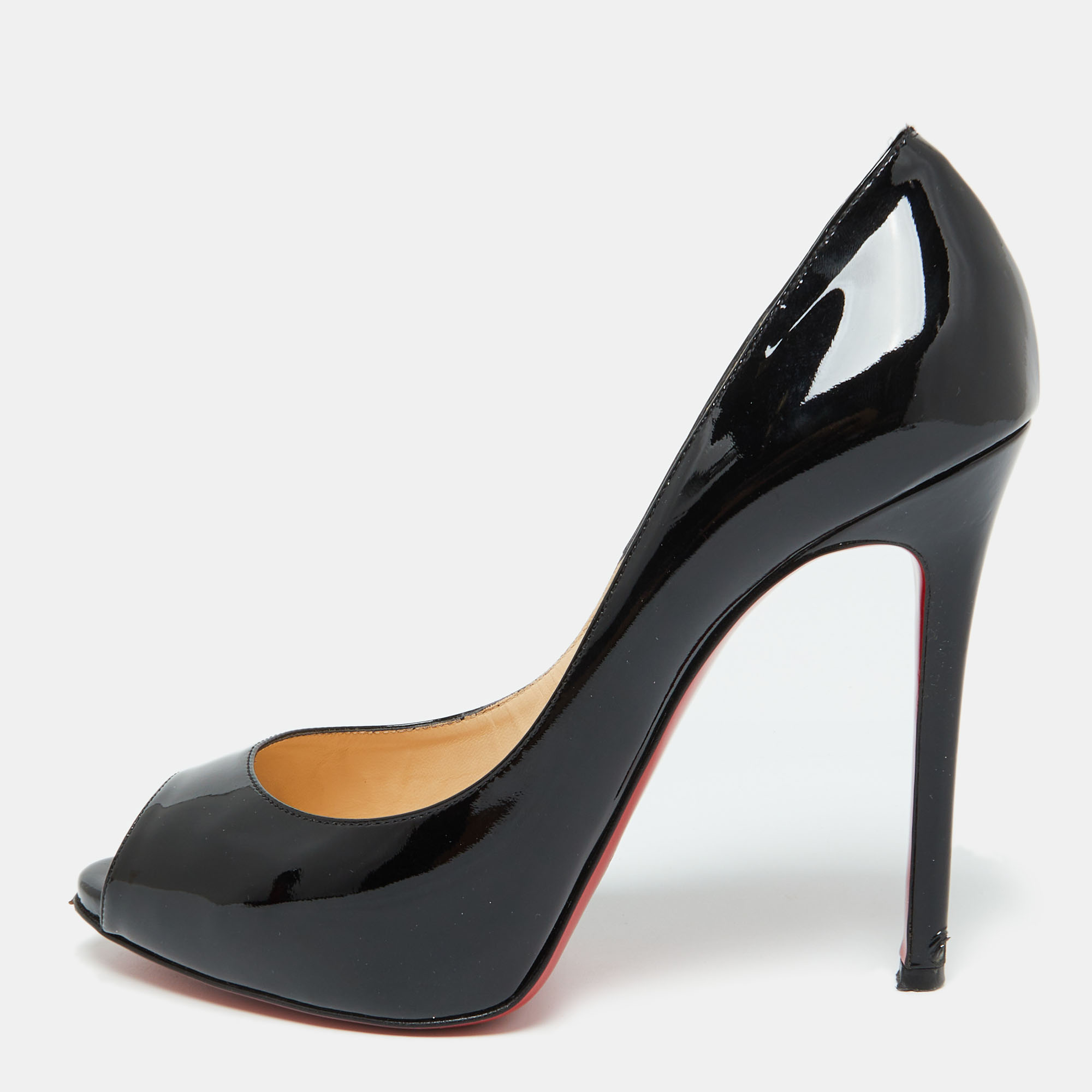 

Christian Louboutin Black Patent Leather Demi You Peep Toe Pumps Size