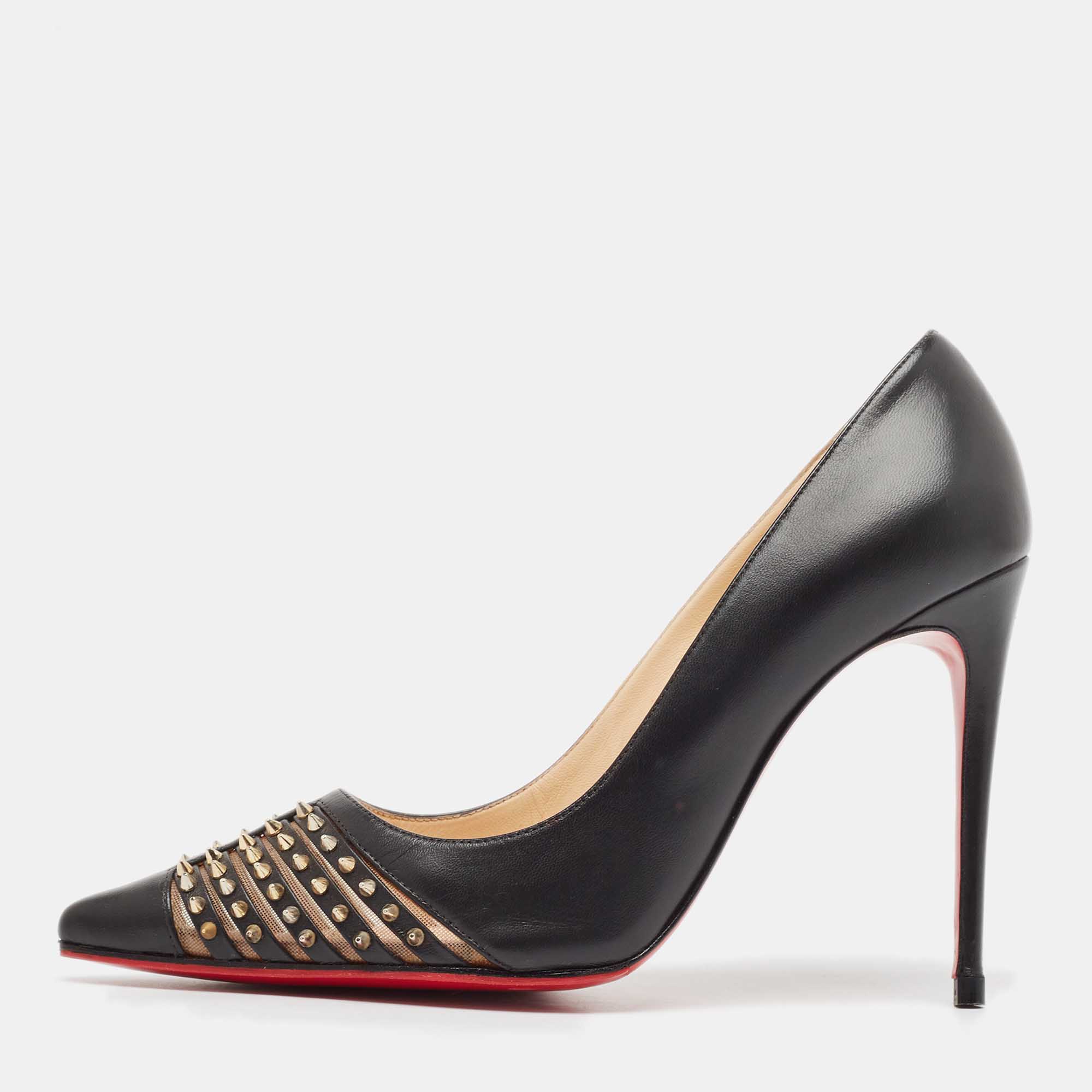 

Christian Louboutin Black Leather and Mesh Bareta Pumps Size