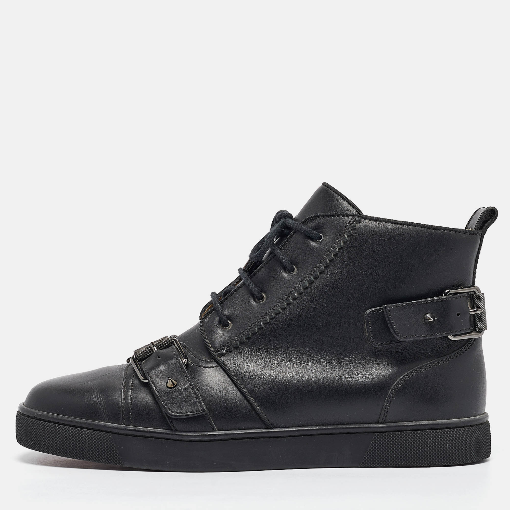 

Christian Louboutin Black Leather Monono High Top Sneakers Size