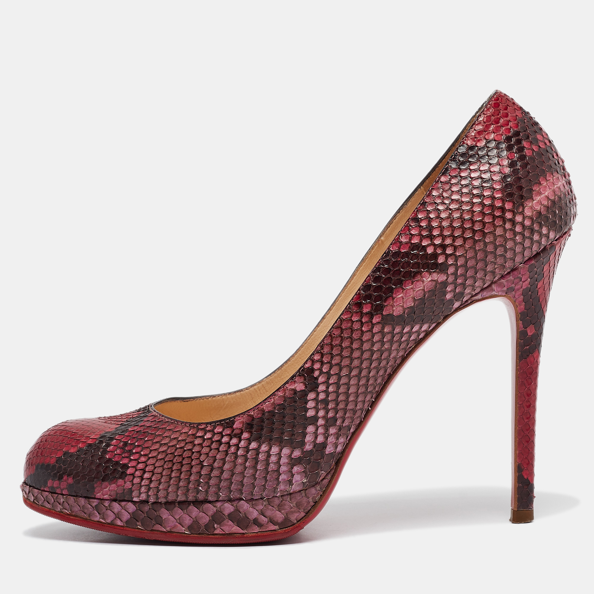 

Christian Louboutin Red/Black Python New Simple Pumps Size