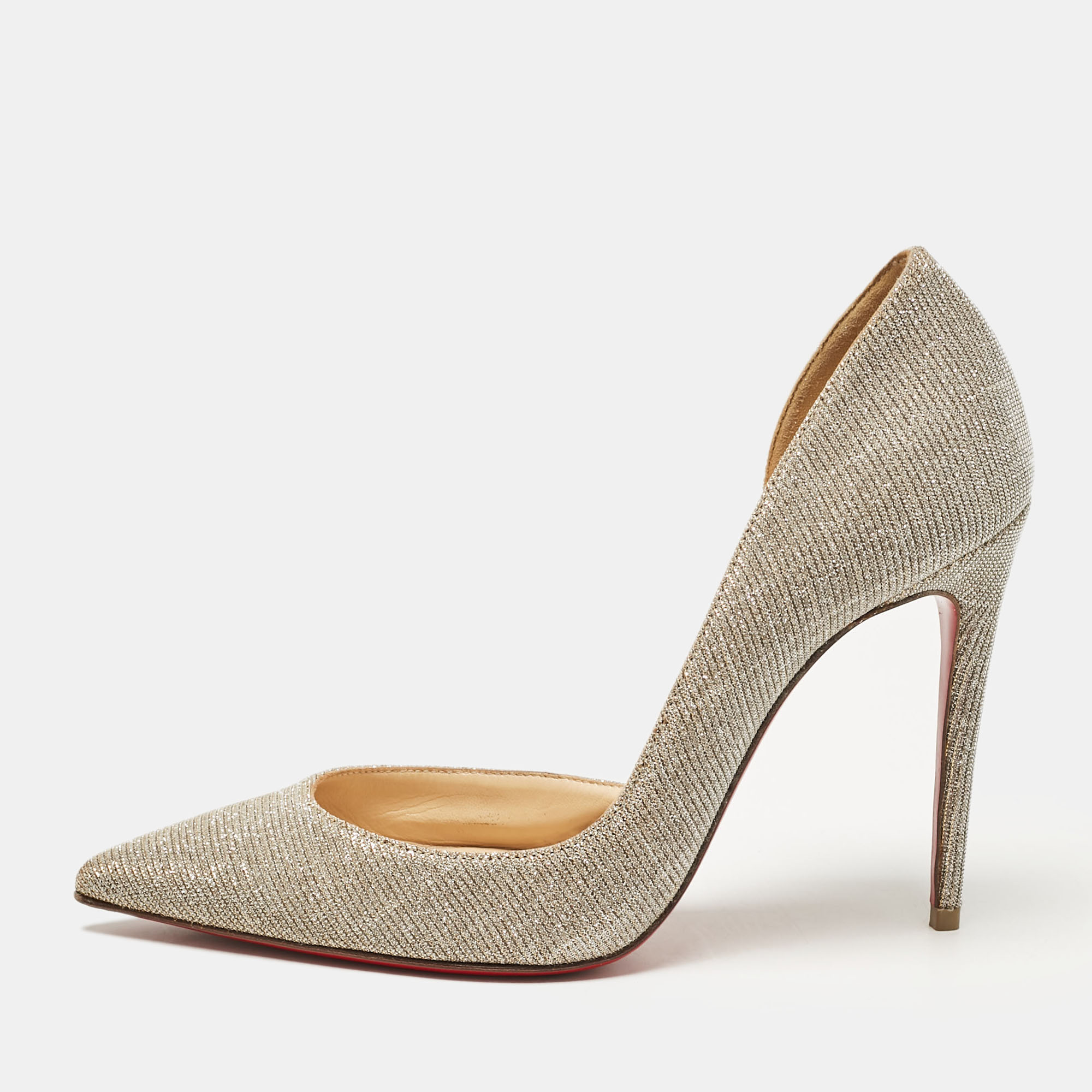 

Christian Louboutin Gold/Silver Lurex Fabric Iriza D'orsay Pumps Size