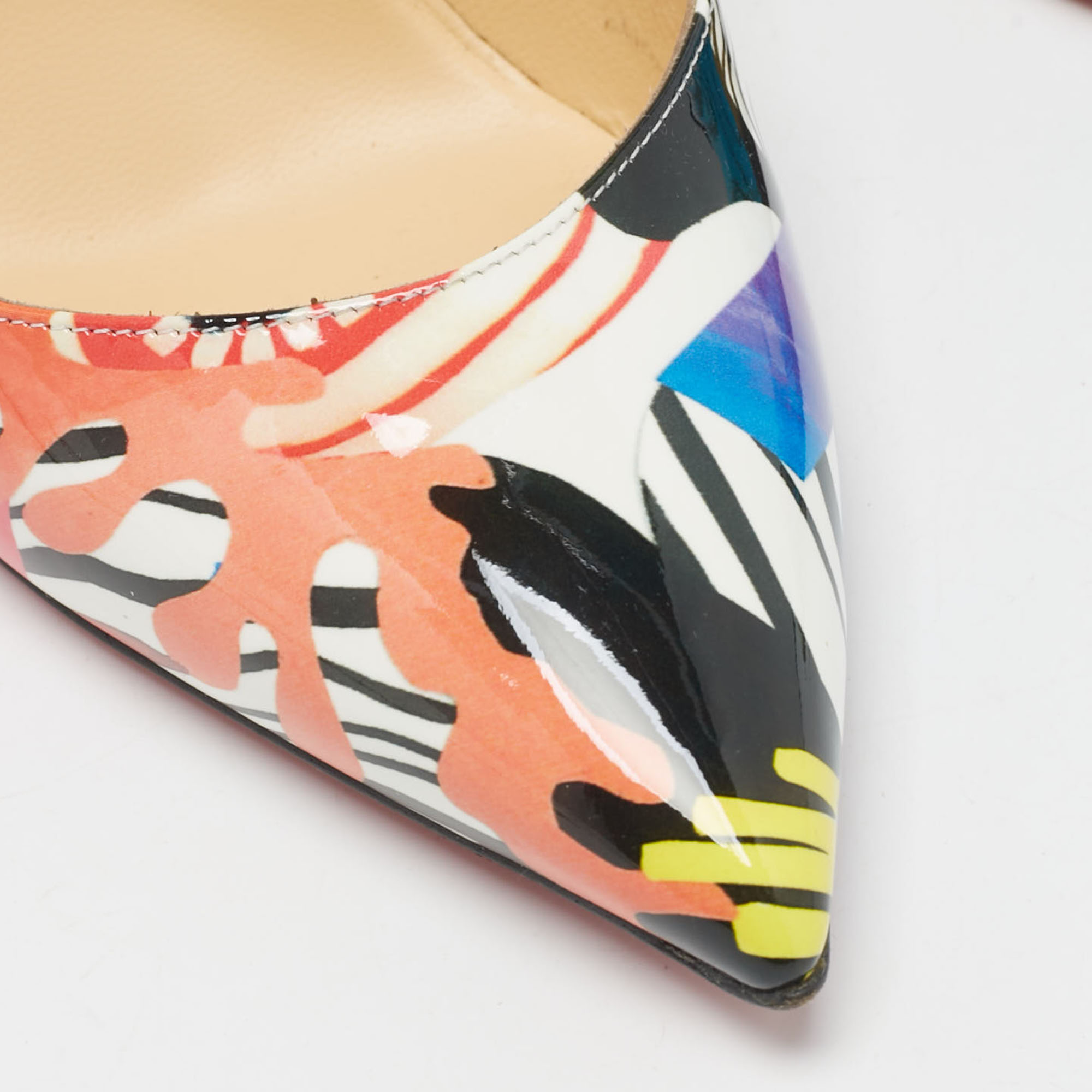 Christian Louboutin Multicolor Printed Patent Leather Hot Chick Pumps Size 39 