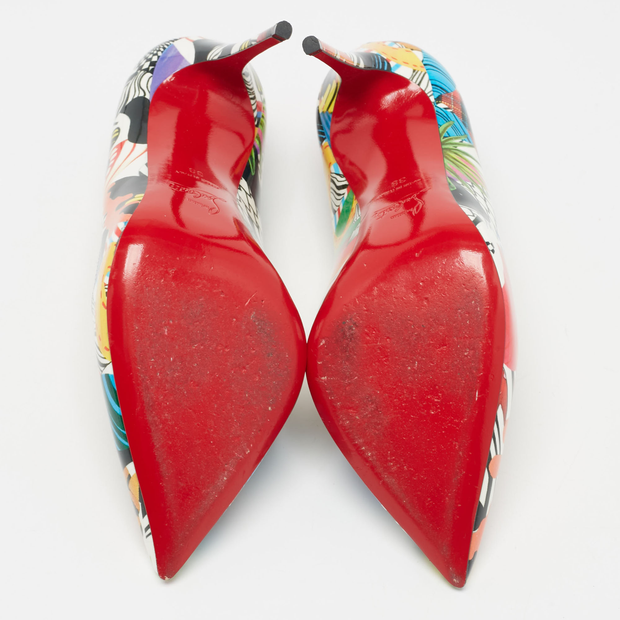 Christian Louboutin Multicolor Printed Patent Leather Hot Chick Pumps Size 39 