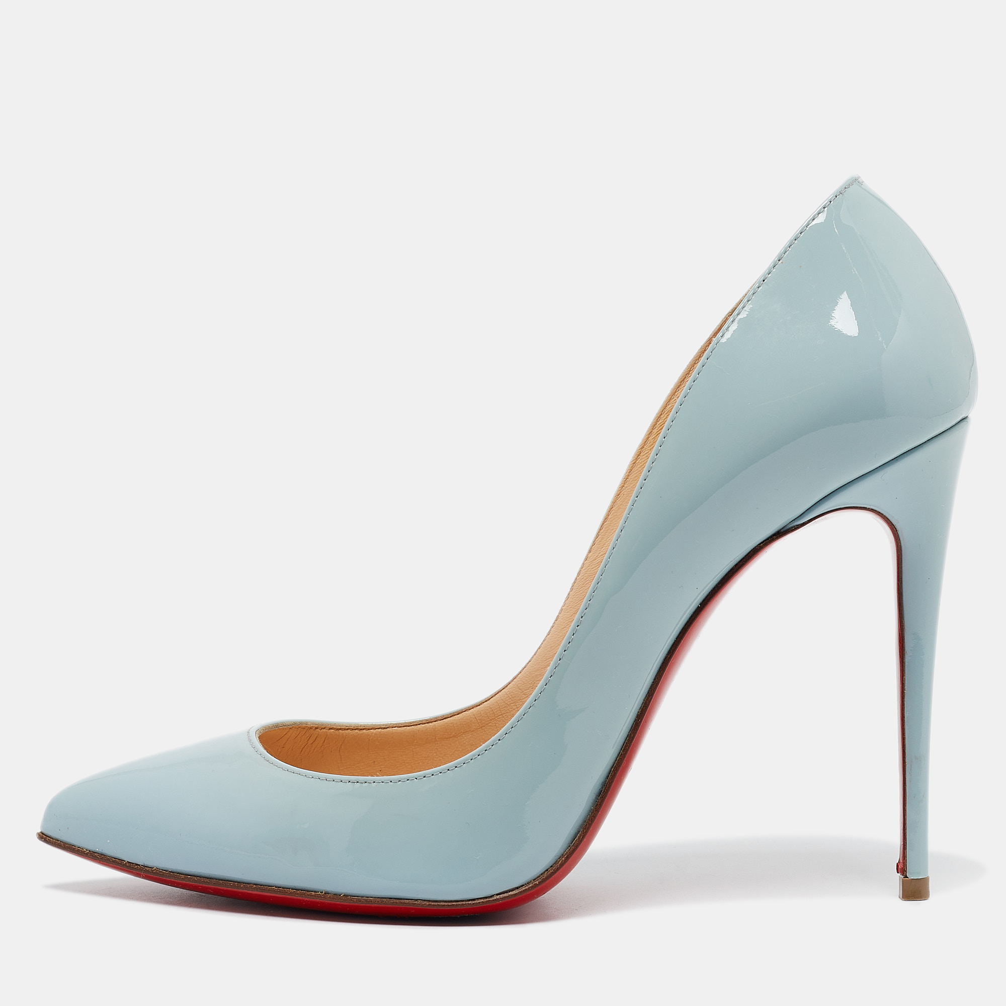 

Christian Louboutin Light Blue Patent Leather Pigalle Follies Pumps Size