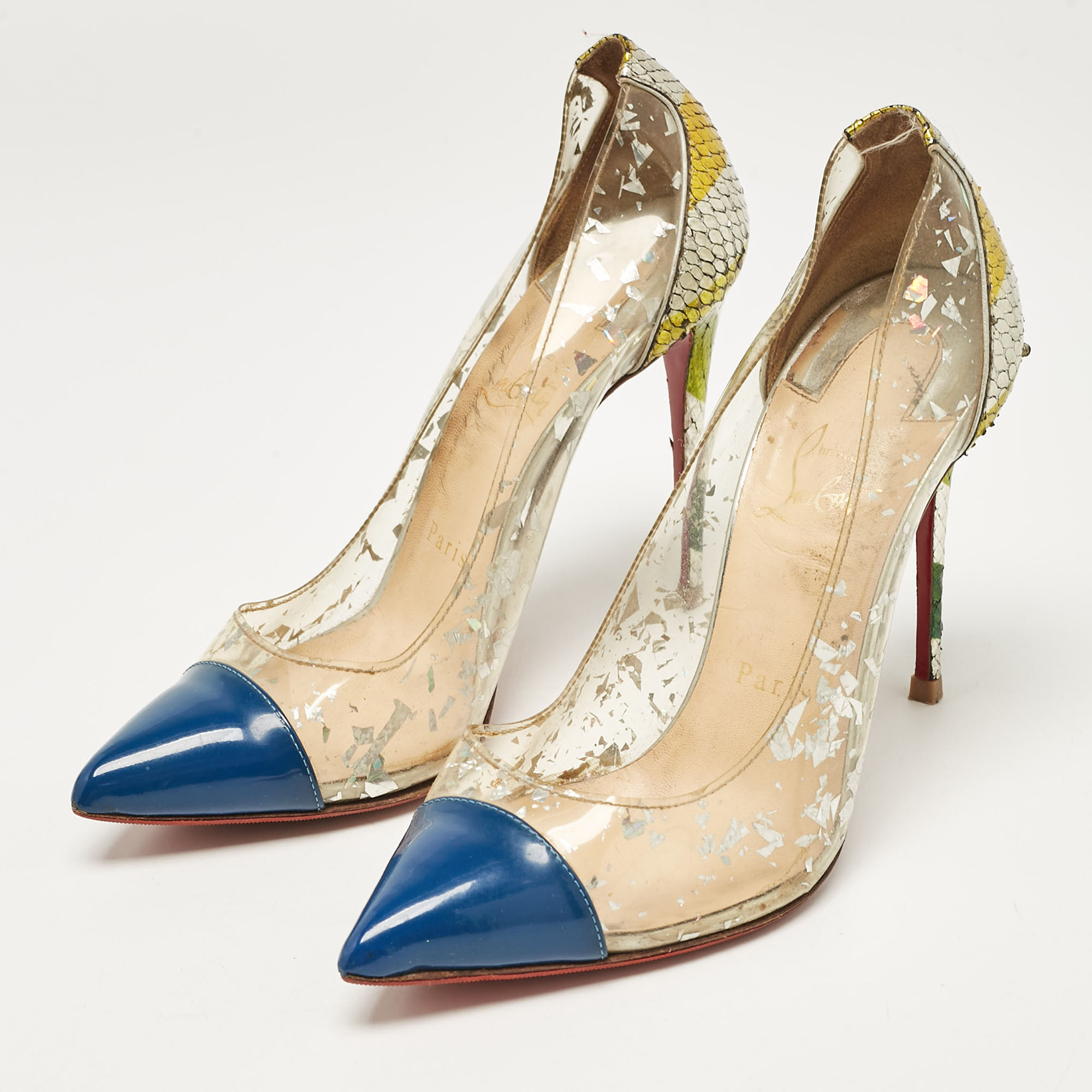 Christian Louboutin Multicolor Patent Leather and PVC Debout Pumps Size 38 