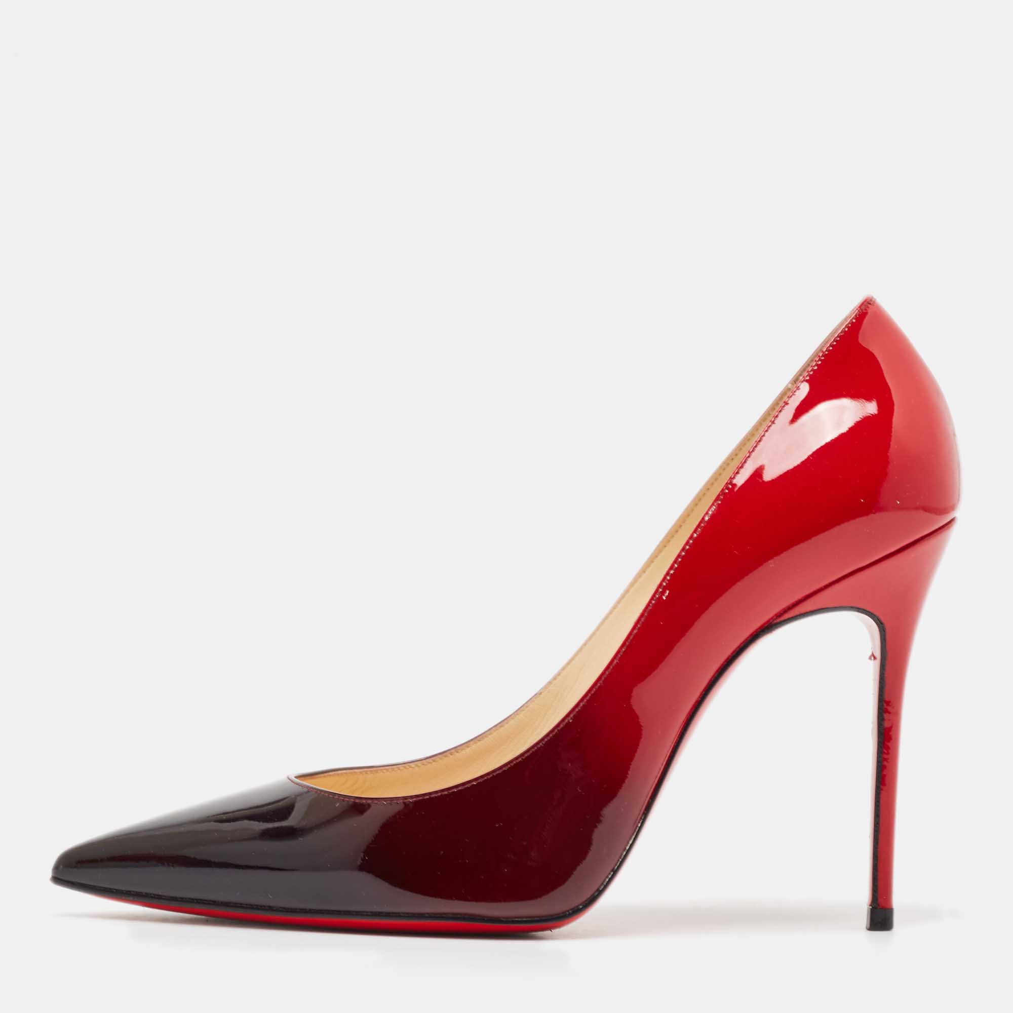 

Christian Louboutin Black/Red Degrade Patent Leather Decollete Pumps Size