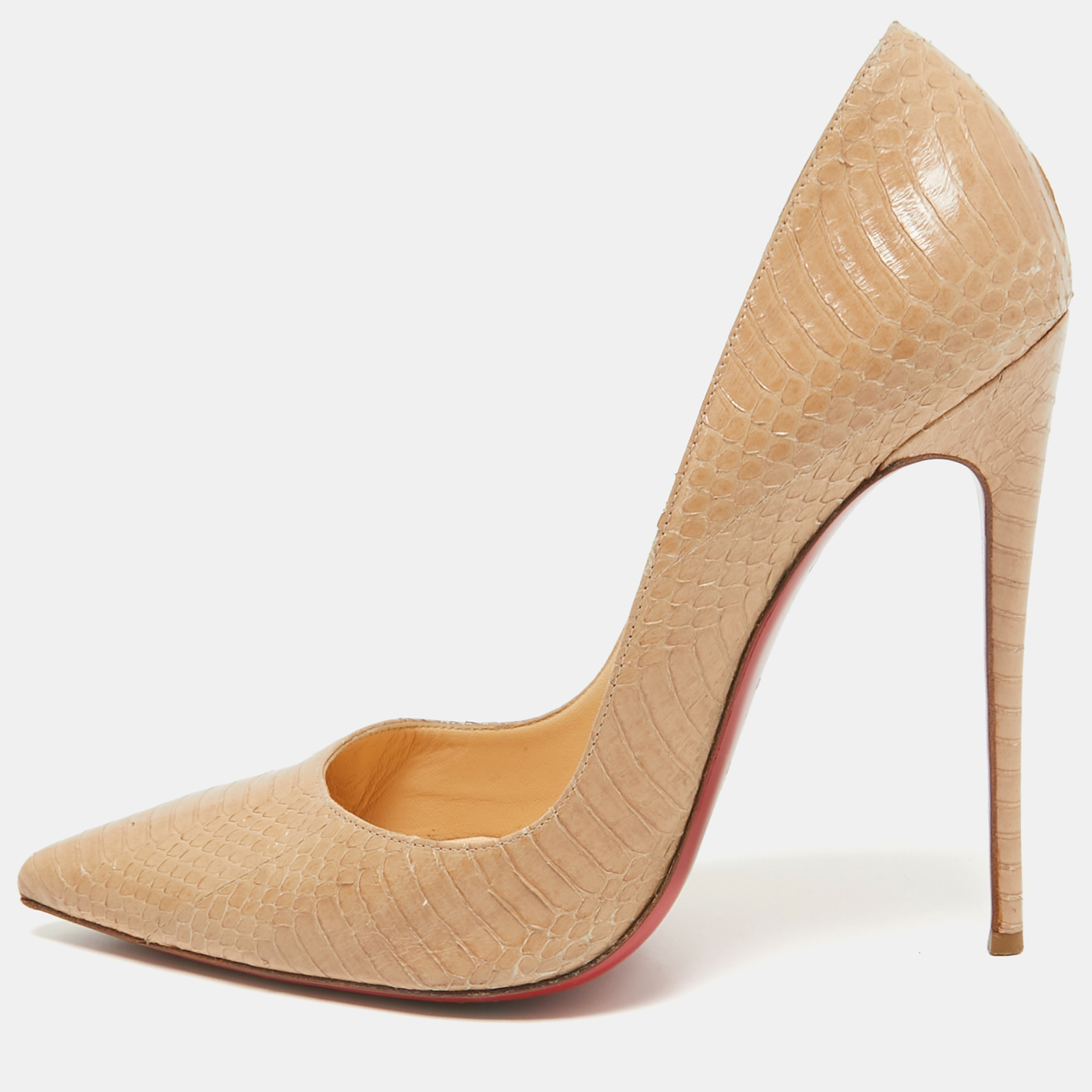 

Christian Louboutin Beige Snakeskin Leather So Kate Pumps Size