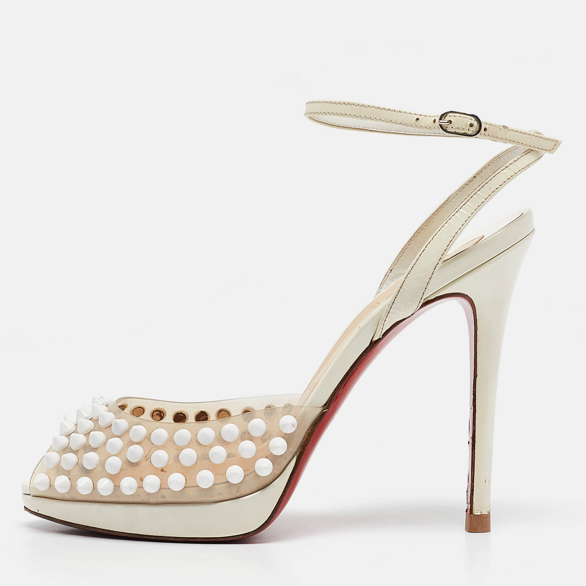 

Christian Louboutin Transparent/Cream Patent and PVC St Jeanette Pumps Size