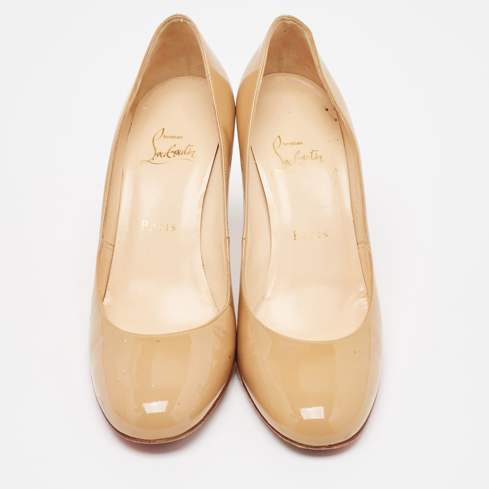 Christian Louboutin Beige Patent Leather Simple Pumps Size 38 