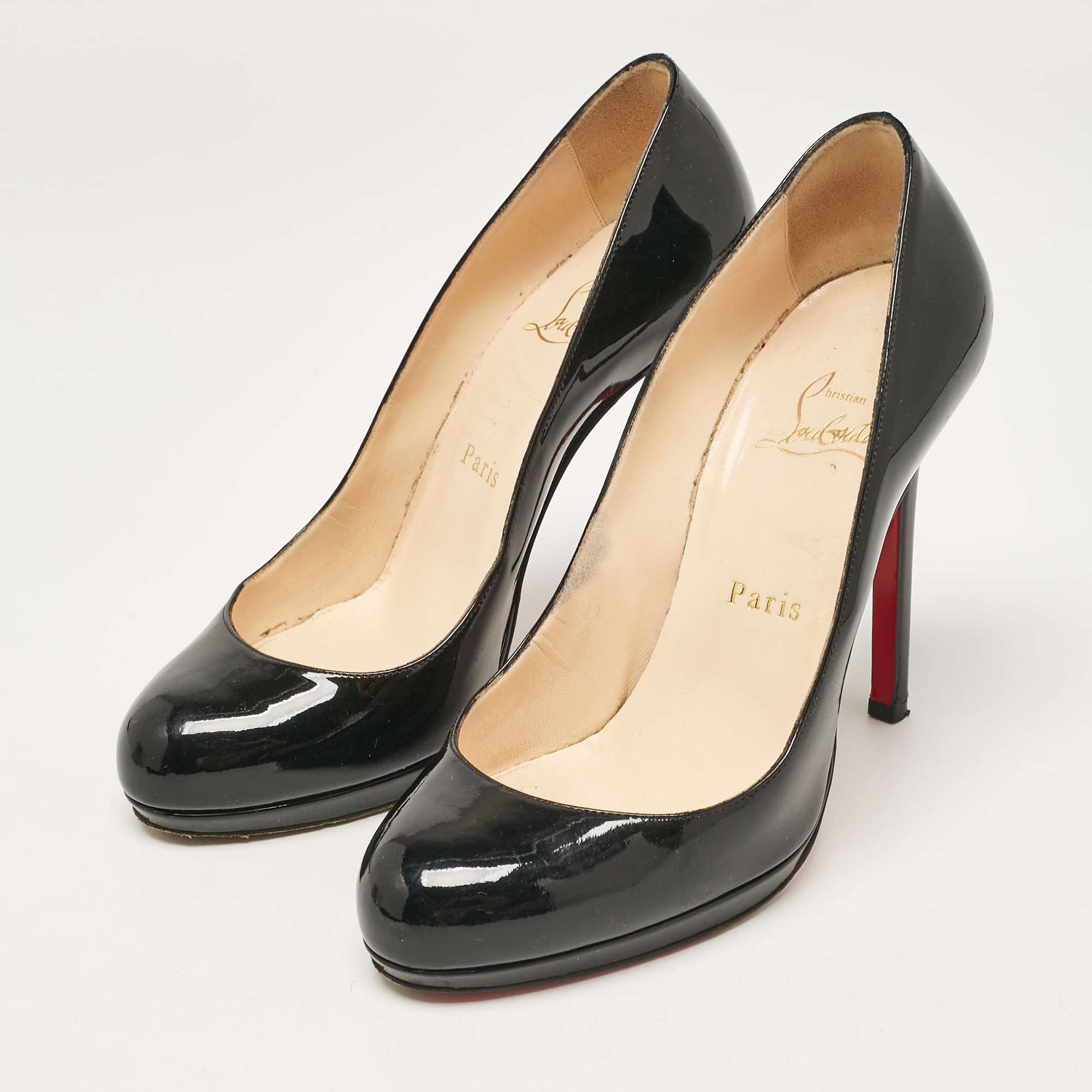Christian Louboutin Black Patent Leather New Simple Pumps Size 37 