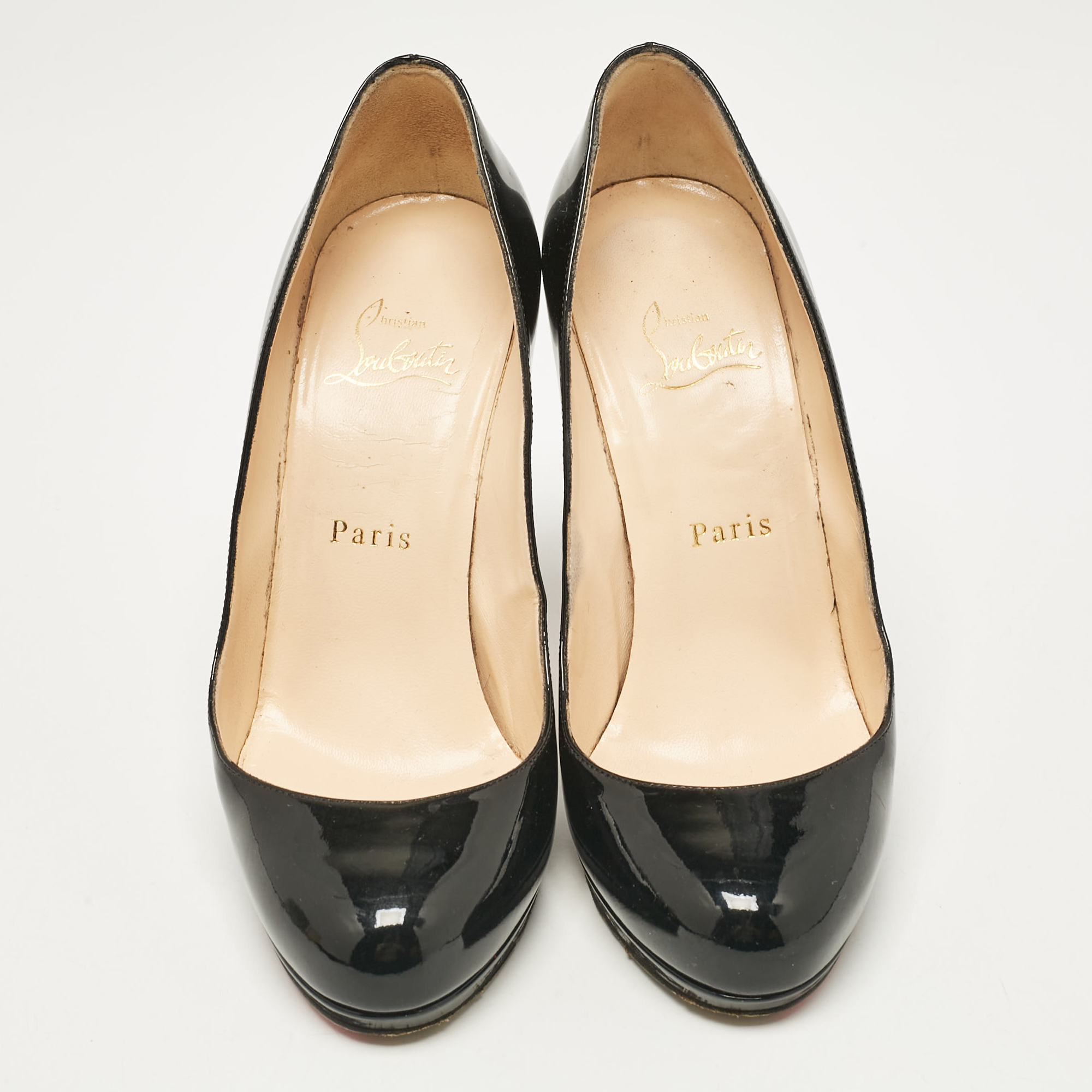 Christian Louboutin Black Patent Leather New Simple Pumps Size 37 