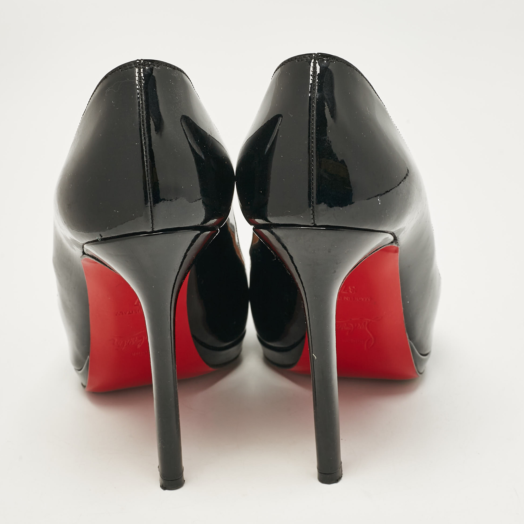 Christian Louboutin Black Patent Leather New Simple Pumps Size 37 