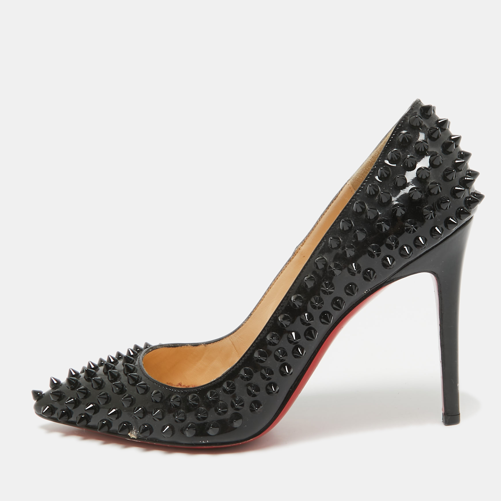 

Christian Louboutin Black Patent Leather Pigalle Spikes Pumps Size