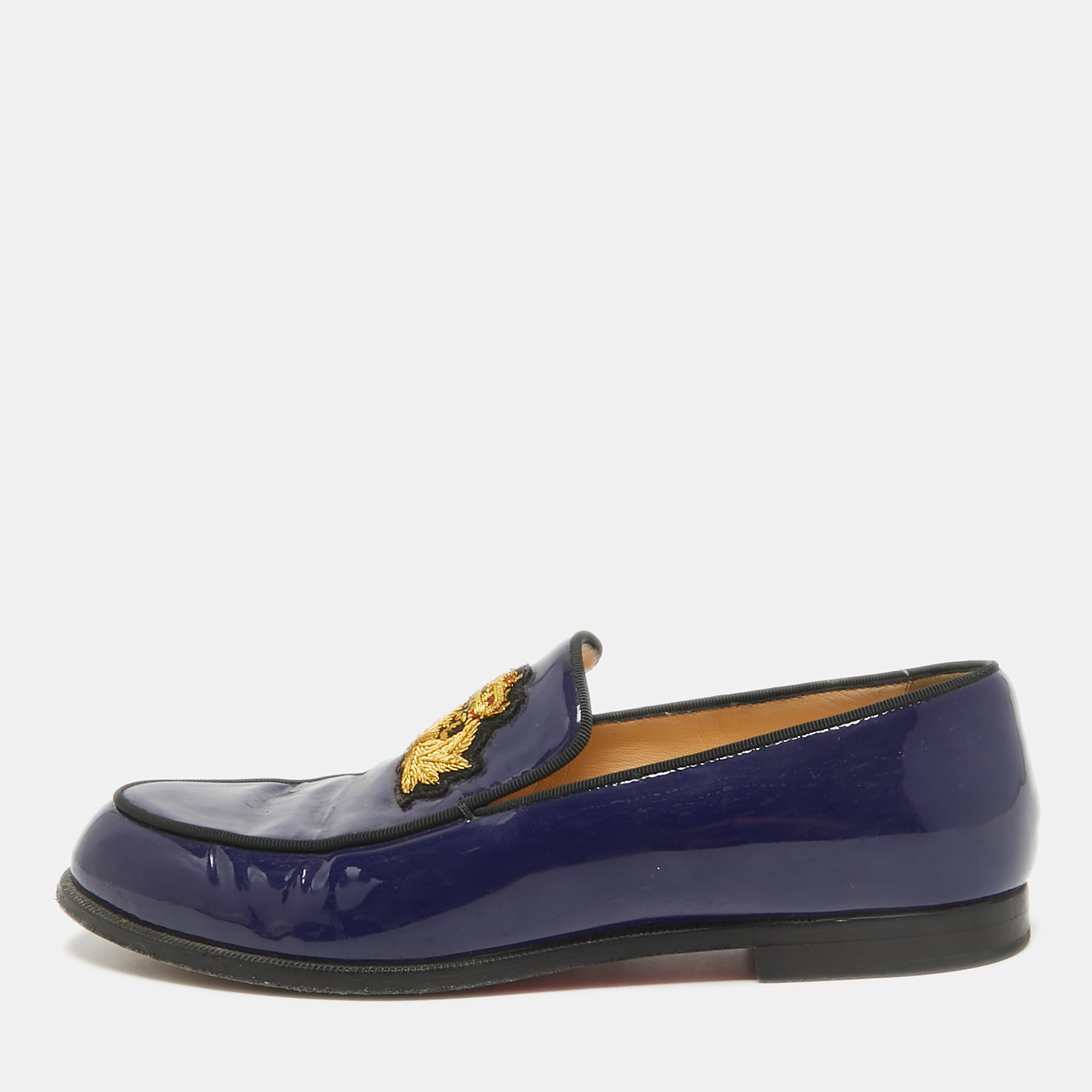 

Christian Louboutin Blue Patent Leather Laperouza Loafers Size